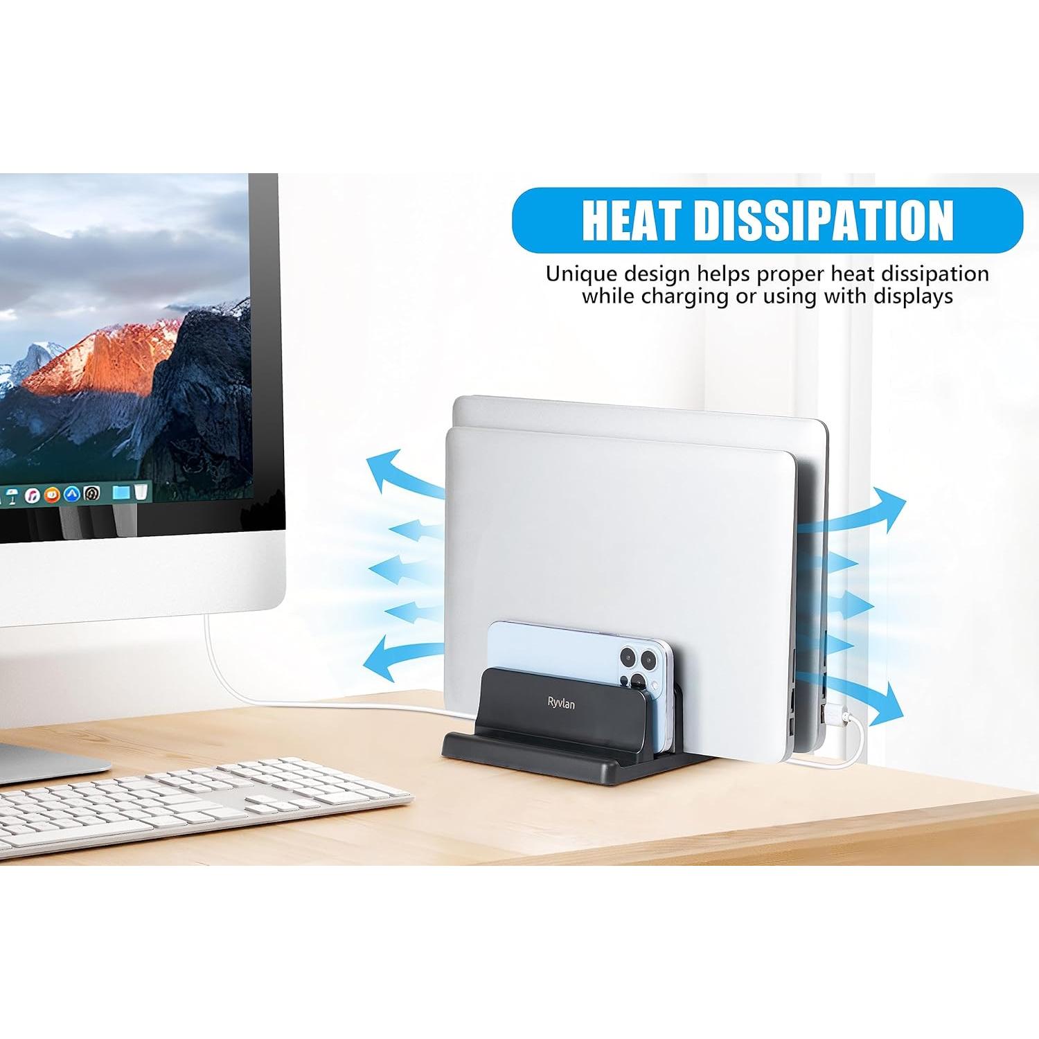 Soporte Vertical para Laptop Ryvlan 3 Ranuras Ajustable