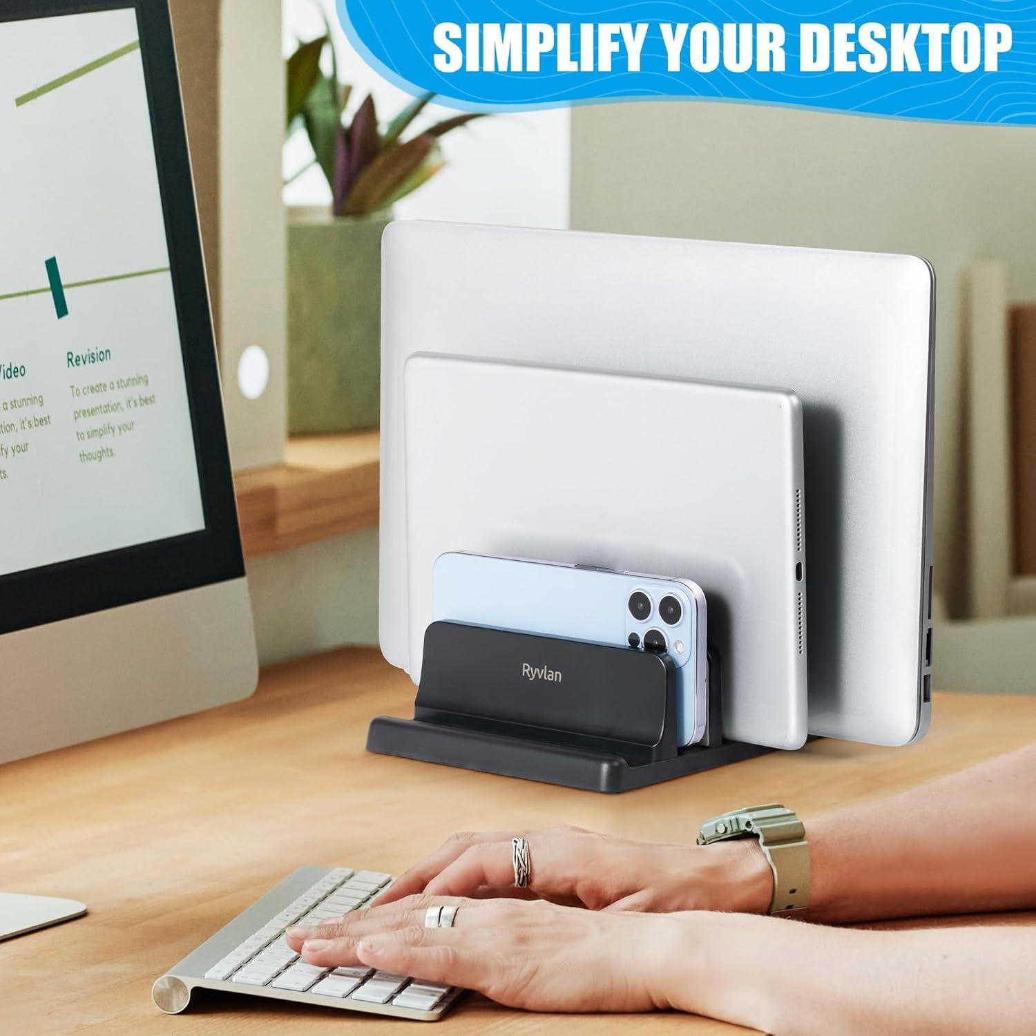 Soporte Vertical para Laptop Ryvlan 3 Ranuras Ajustable