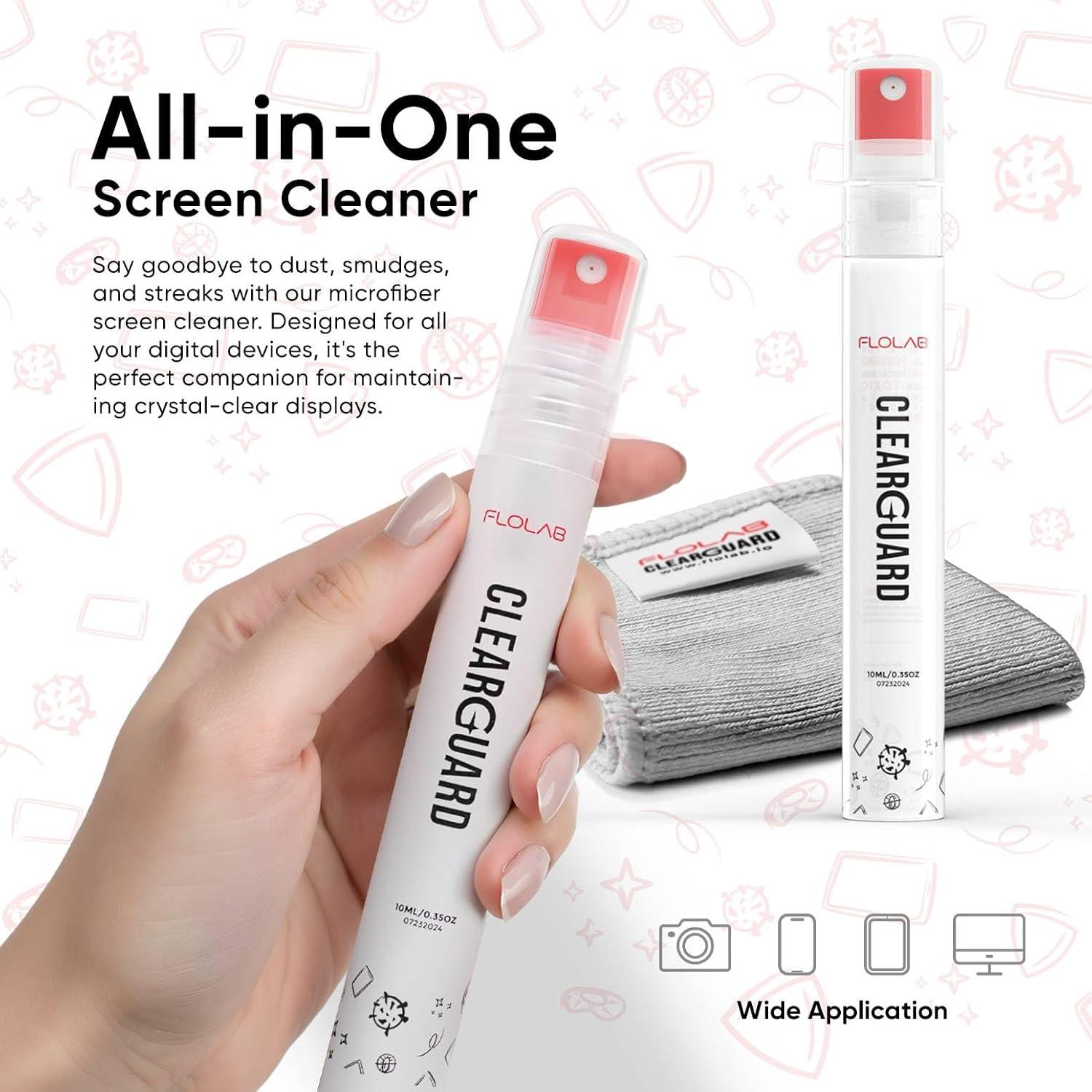 Limpiador de Pantallas FLOLAB 10 ml + Paño Microfibra 15 cm