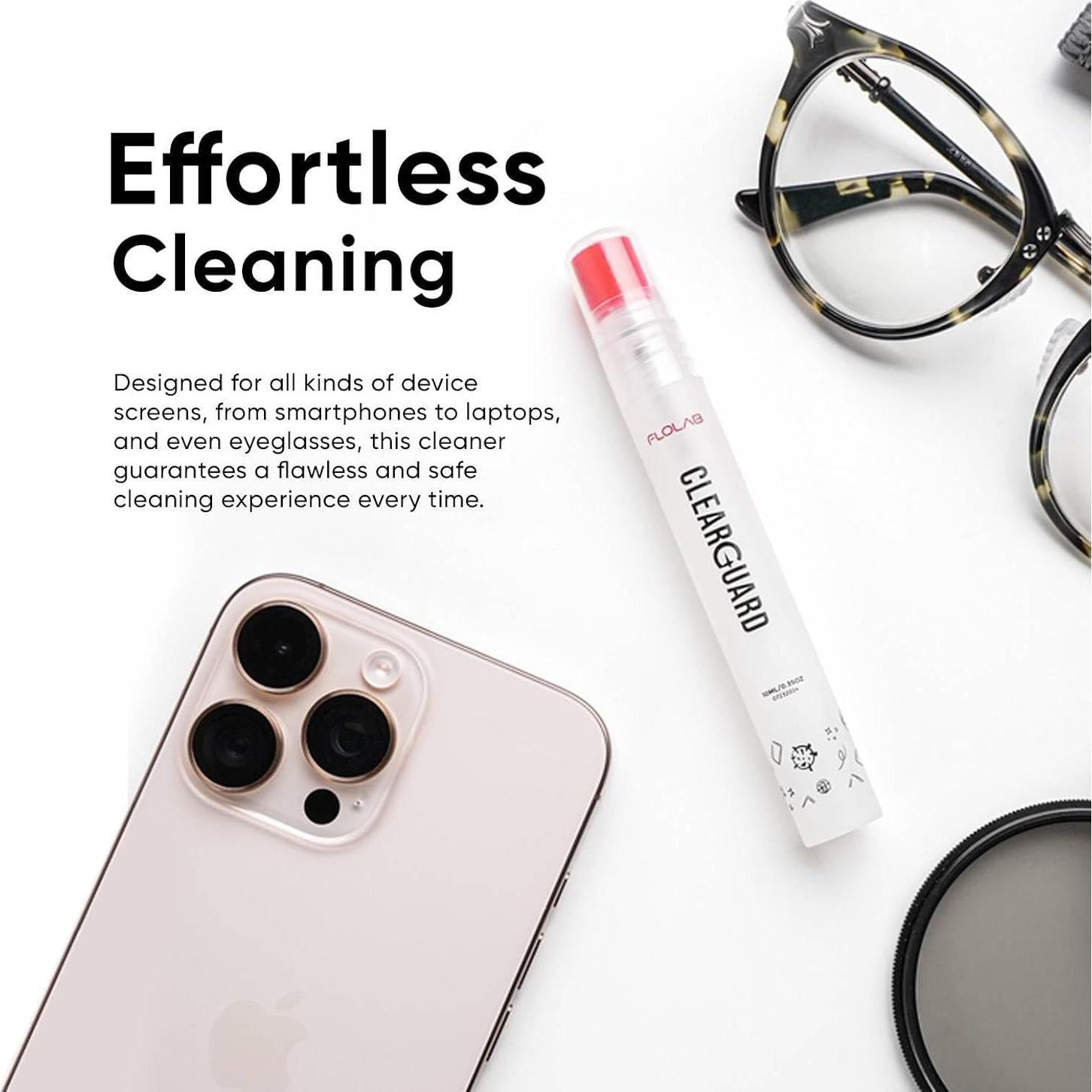 Limpiador de Pantallas FLOLAB 10 ml + Paño Microfibra 15 cm