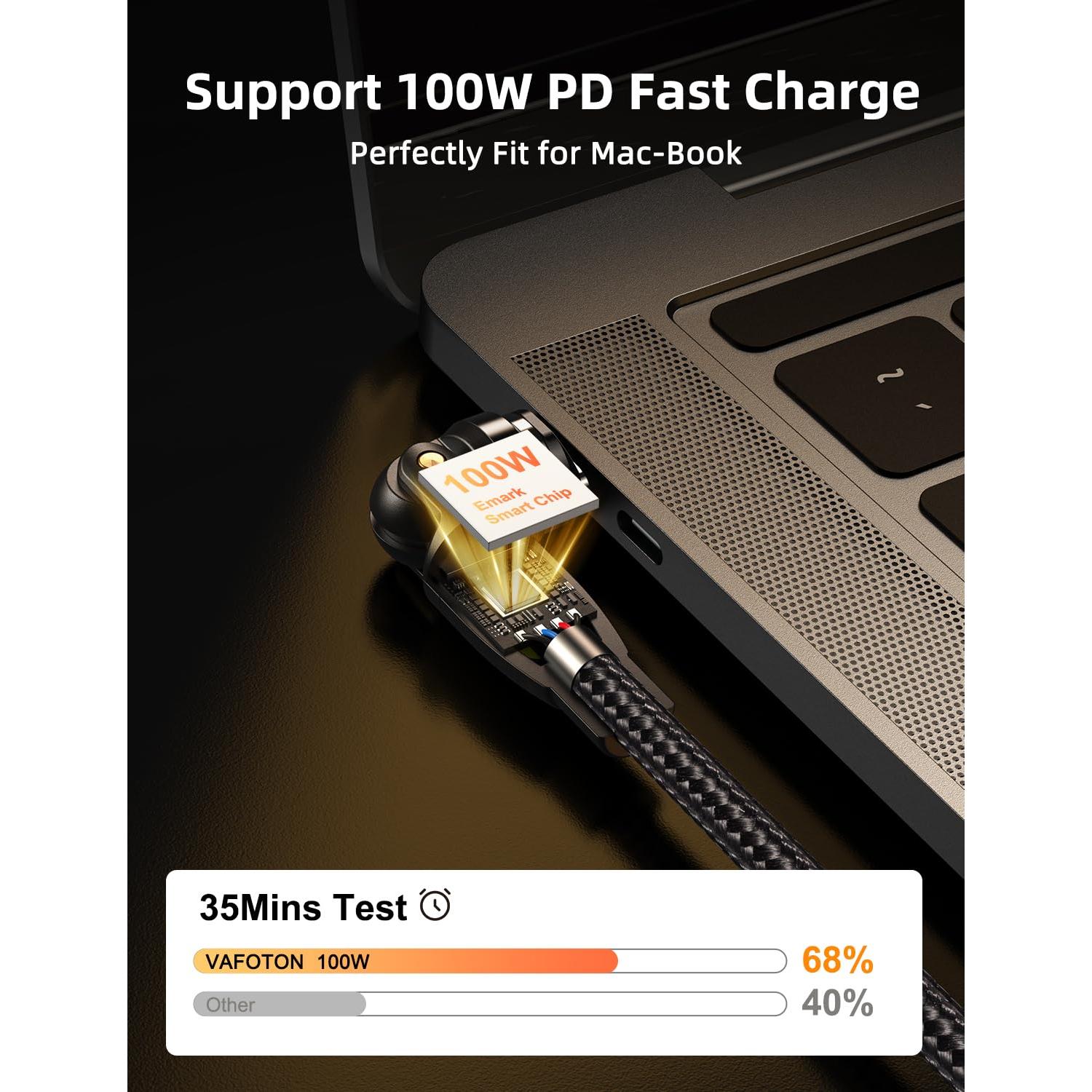 Cable de carga magnético USB C VAFOTON 100W 2Pack 1m 1.83m