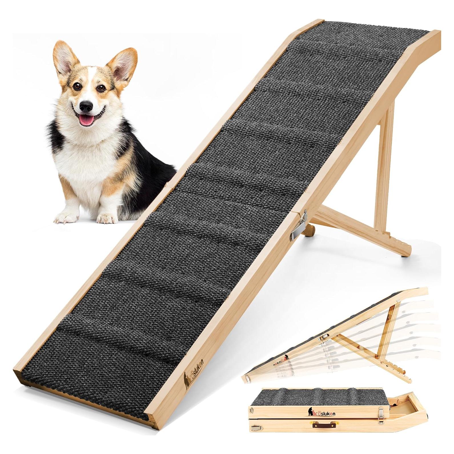 Rampa Plegable para Perros Tsukiko 64" Negra Ajustable