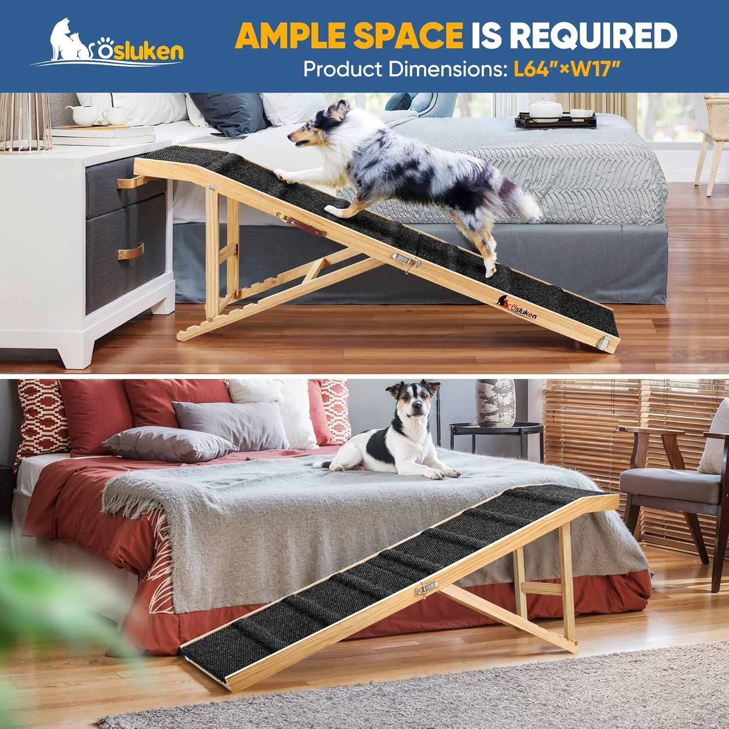 Rampa Plegable para Perros Tsukiko 64" Negra Ajustable