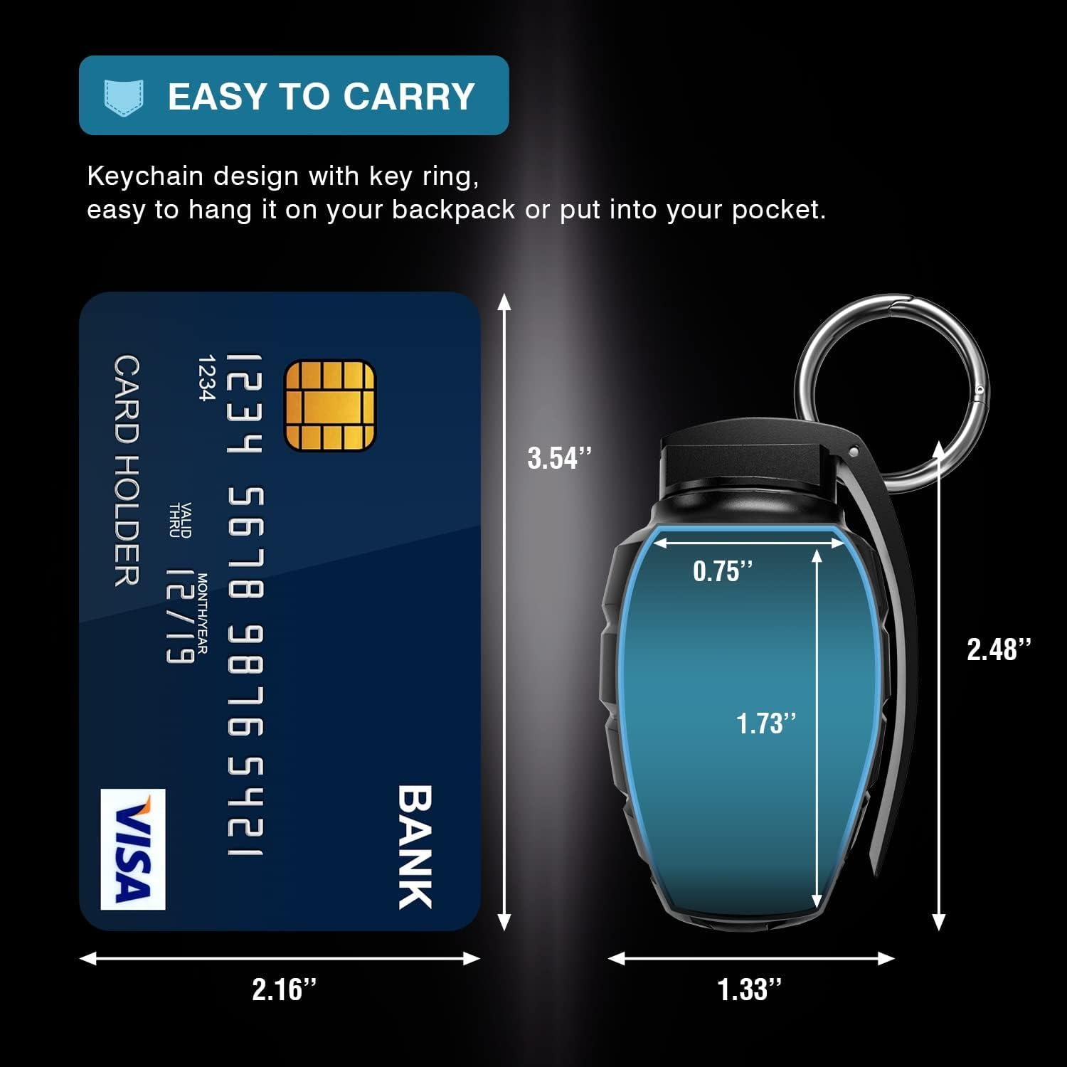 Contenedor Impermeable EDC Aluminio 6061 Negro 6.3x3.4cm