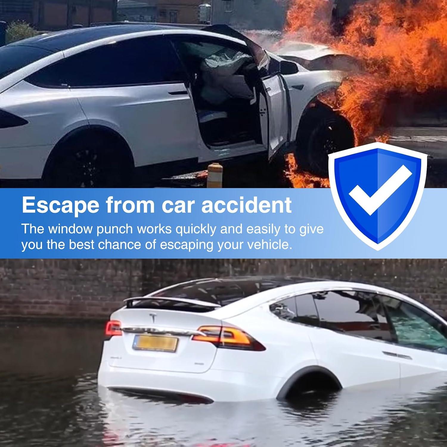 Martillo de Seguridad Tesheer para Coche - Rompe Ventanas y Cortador de Cinturones