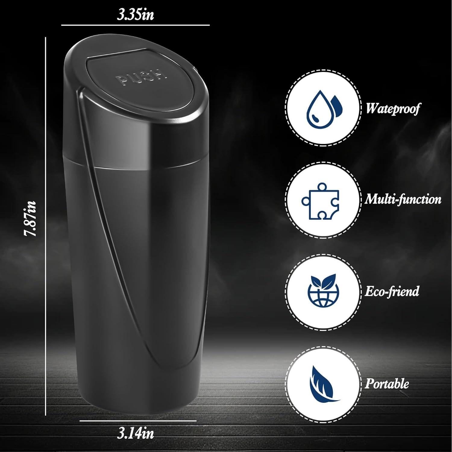 Bote de Basura para Auto EnthuLove con 150 Bolsas, Negro