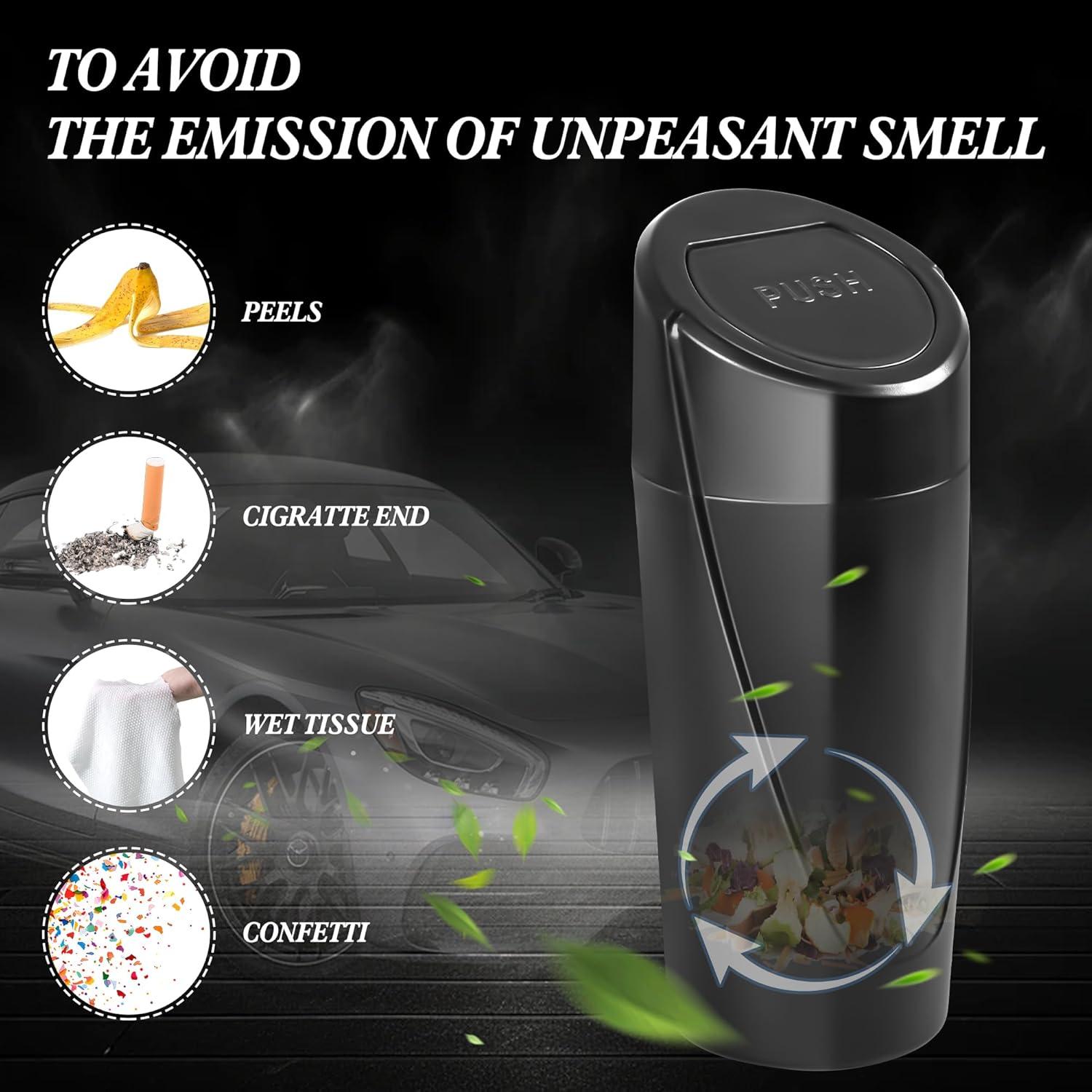 Bote de Basura para Auto EnthuLove con 150 Bolsas, Negro