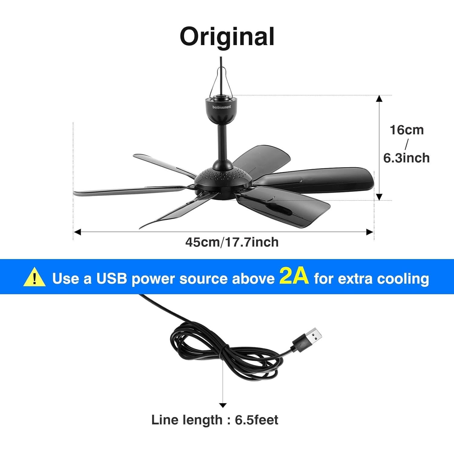 Ventilador Colgante USB Portátil Bestmoument 0.42 kg 6 Aspas