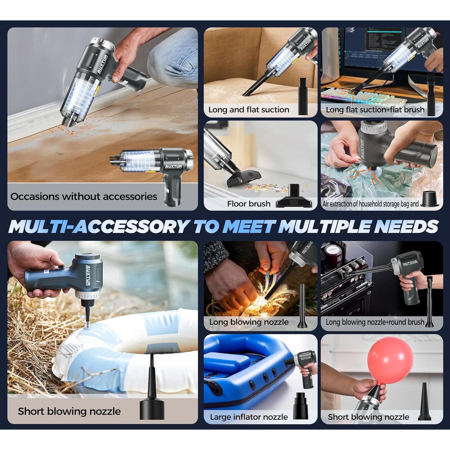 Aspiradora de Mano Inalámbrica AUXTUR 12000PA Portátil 3 en 1