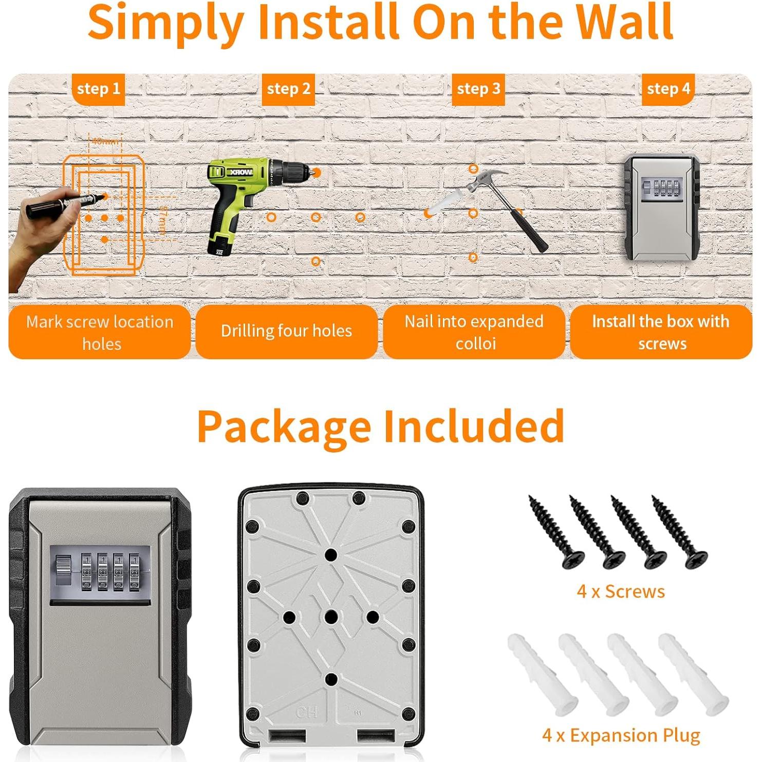 Caja de Llaves con Cerradura Fayleeko Extra Grande Negra