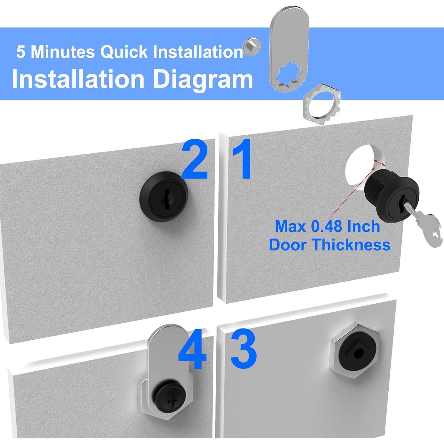 Cerradura de Gabinete BOZXYE con Llave Igual 16 mm Cromada