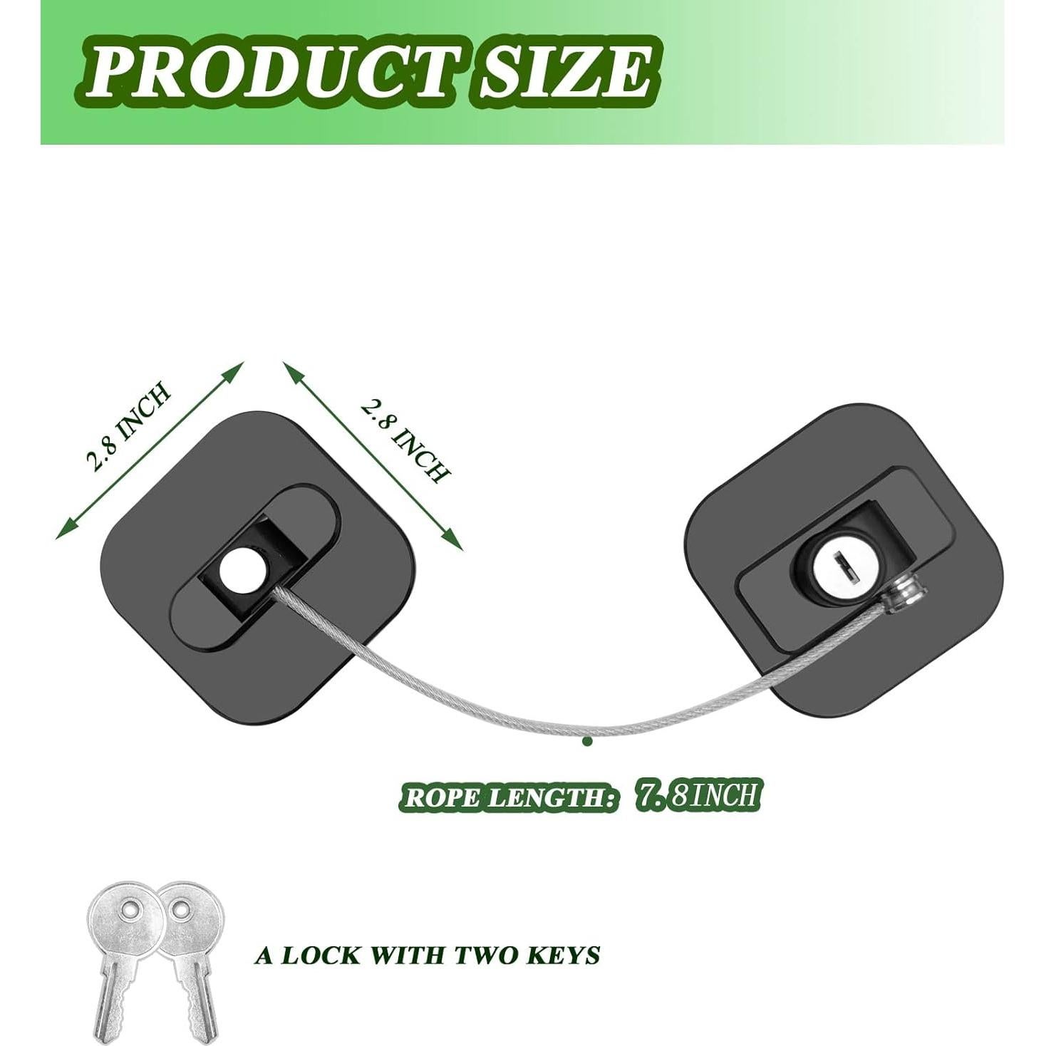 Cerradura para Refrigerador Frenflu con Llave - 2 Piezas, Negro