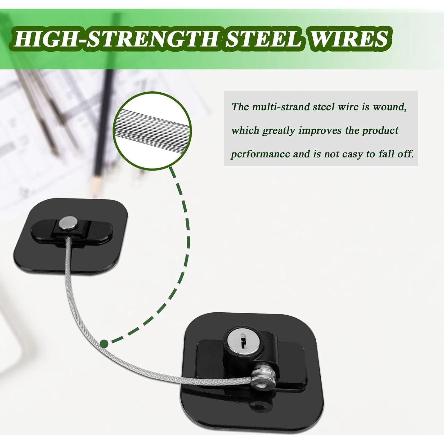 Cerradura para Refrigerador Frenflu con Llave - 2 Piezas, Negro