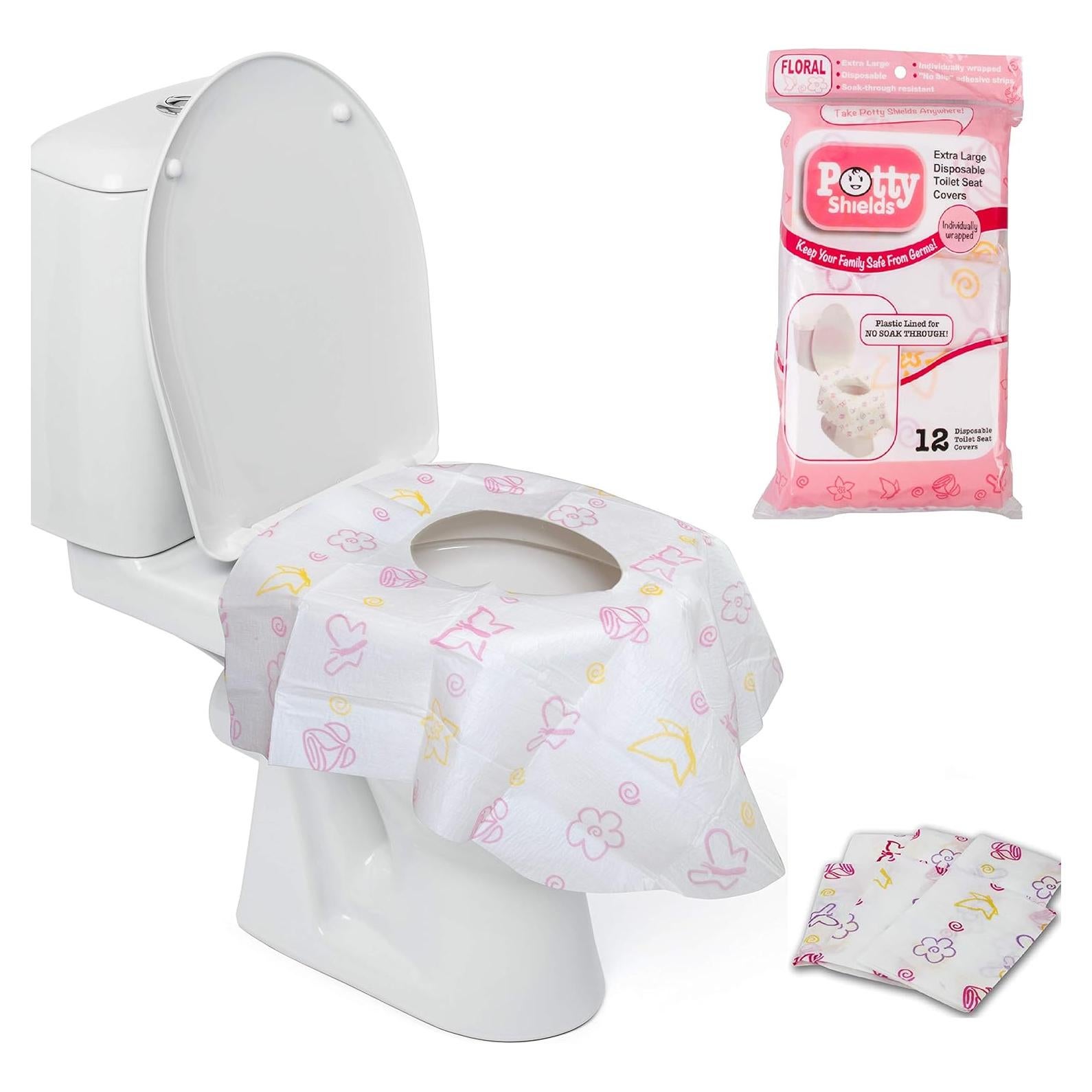 Cubiertas desechables para inodoro POTTY SHIELDS - Floral, 12 unidades