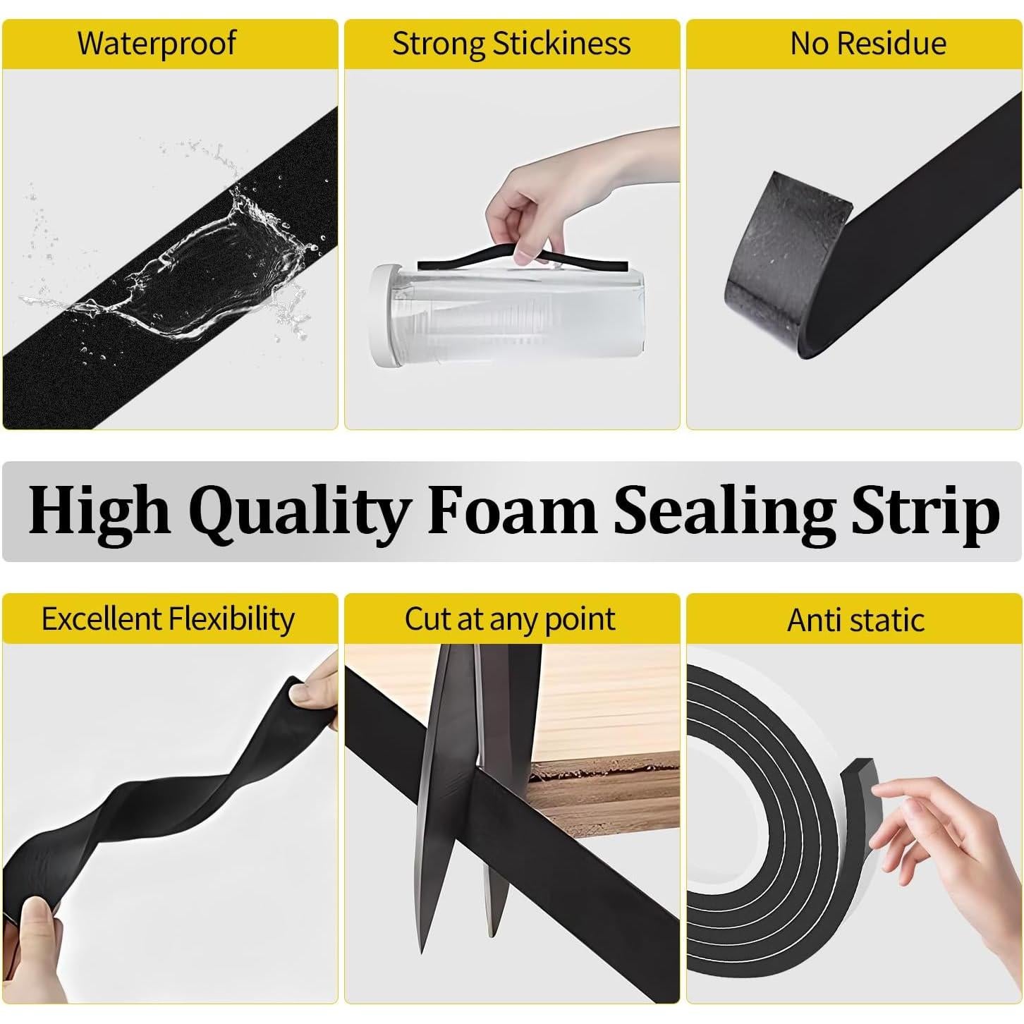 Tira de Sellado Adhesiva Duccinp 5.03m x 1" x 0.5" Aislante