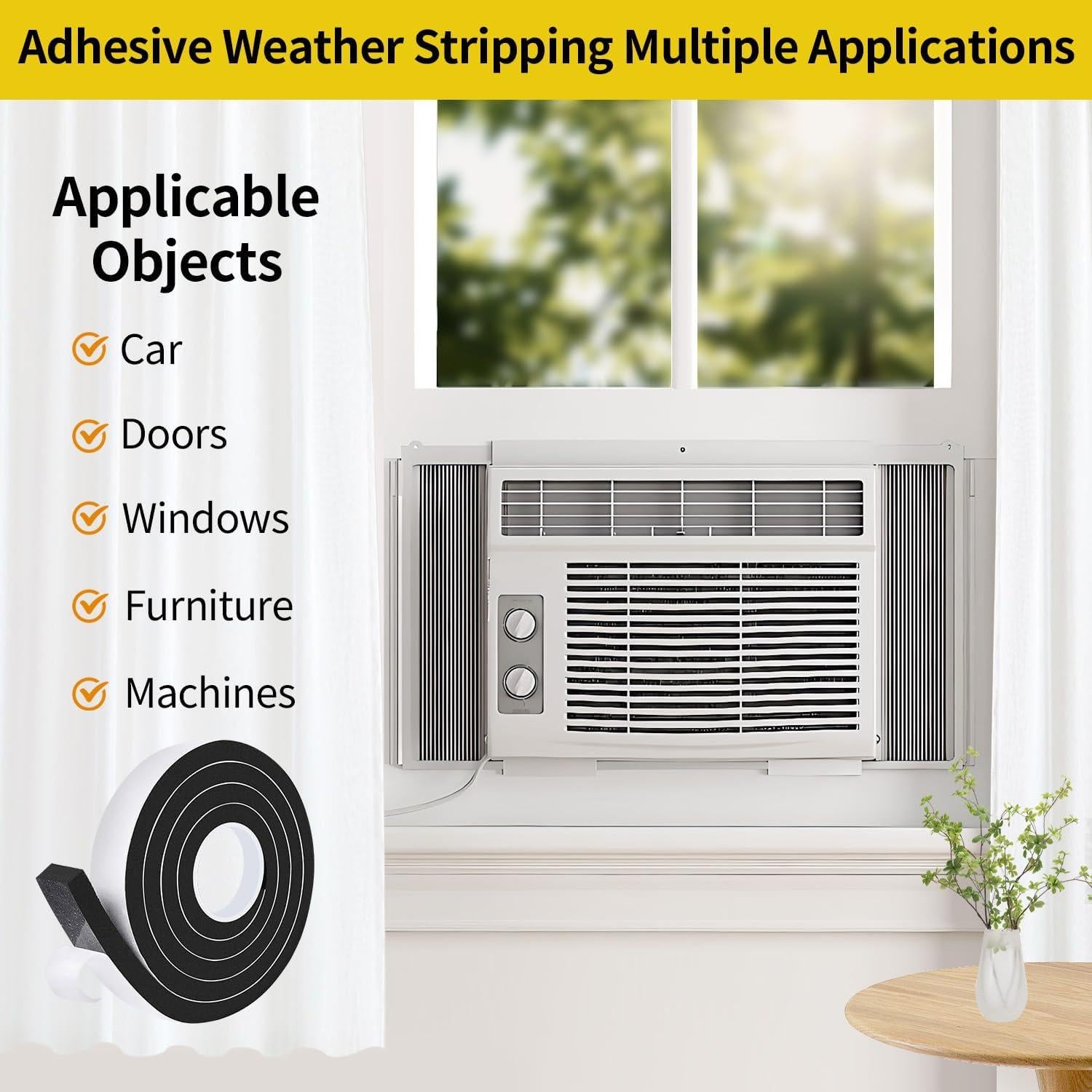 Tira de Sellado Adhesiva Duccinp 5.03m x 1" x 0.5" Aislante