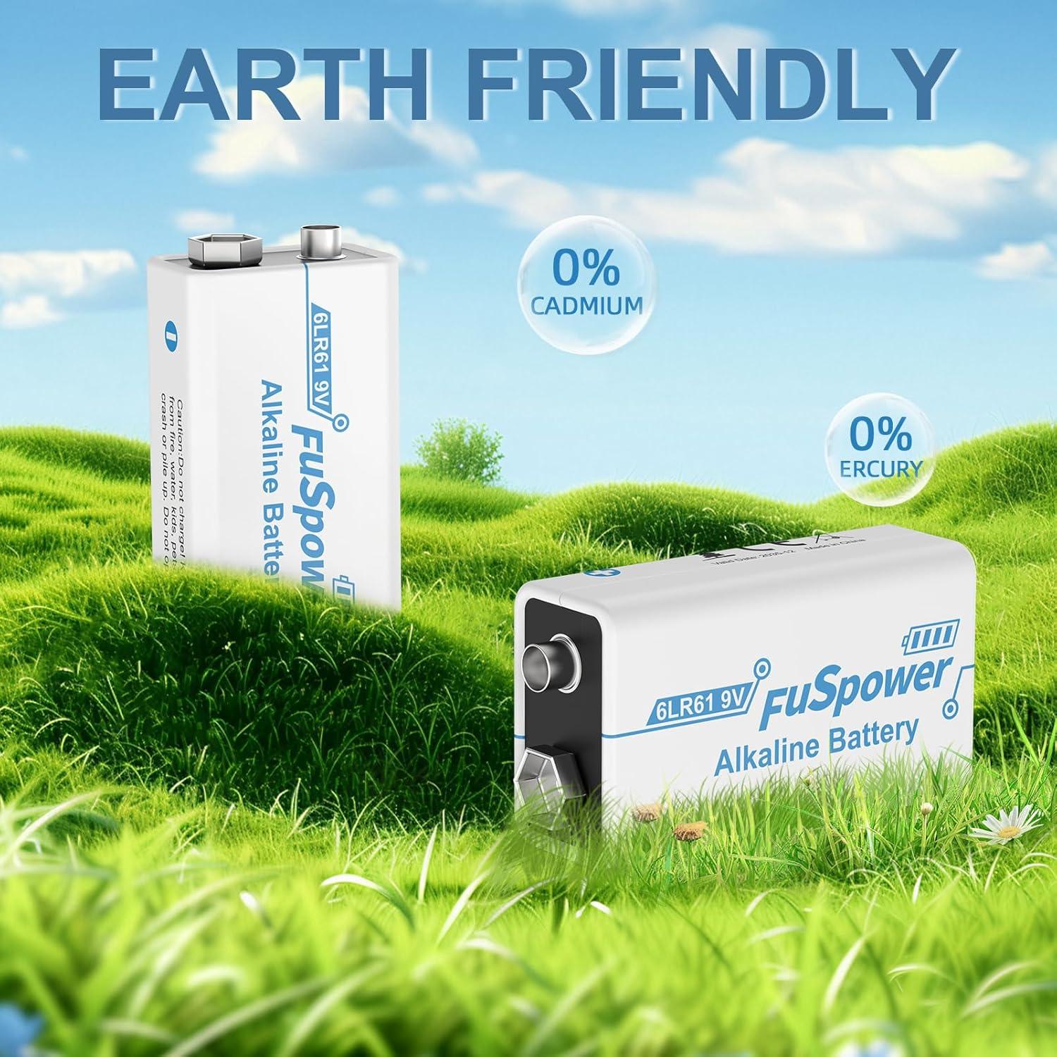 Baterías Alcalinas 9V Fuspower 6LR61 Paquete de 5 Unidades