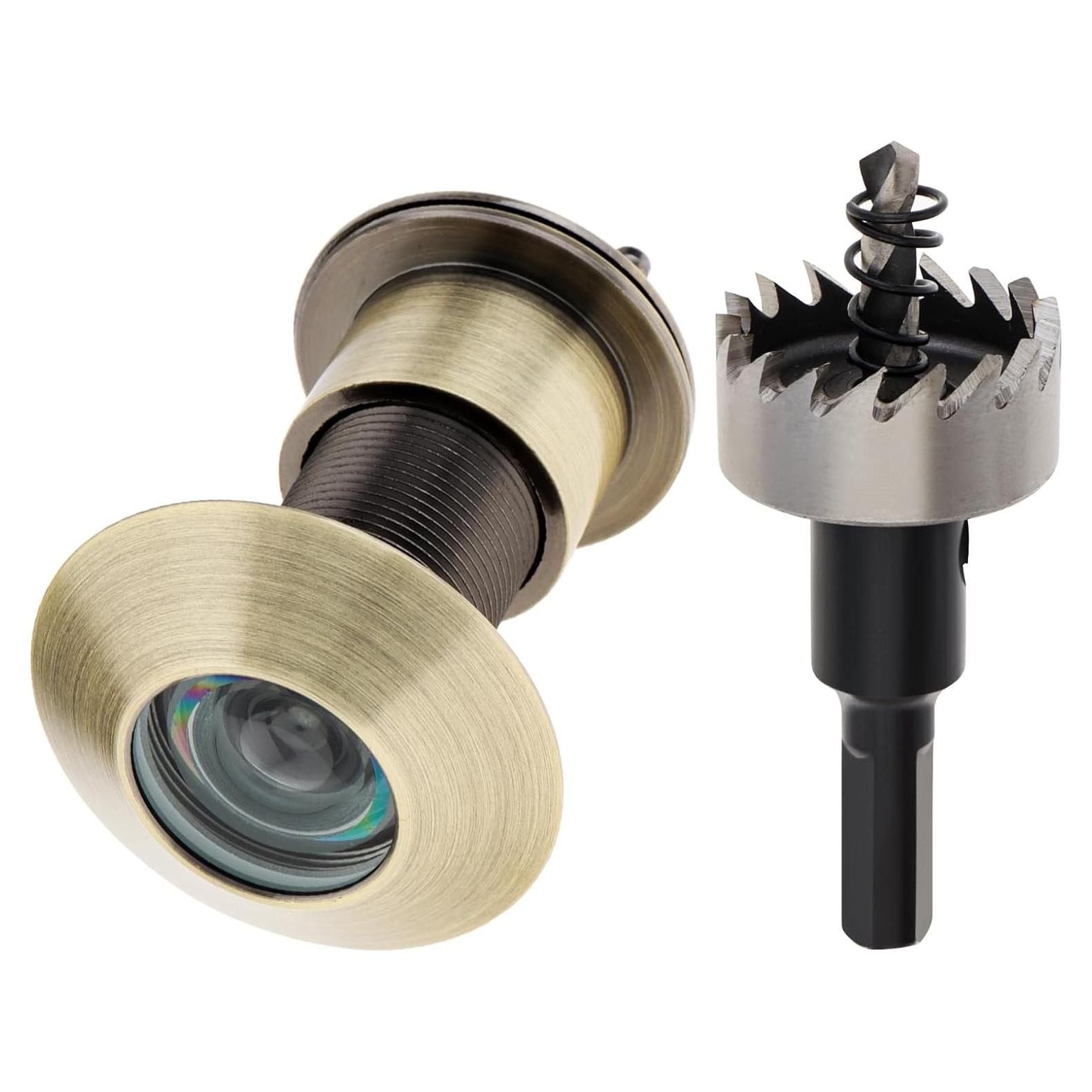 Mirilla de Puerta de Latón Sólido 220° con Cubierta Privacidad