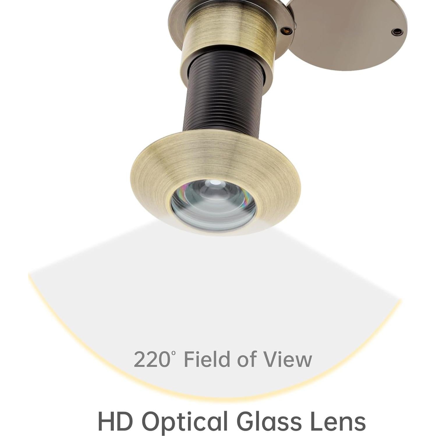 Mirilla de Puerta de Latón Sólido 220° con Cubierta Privacidad