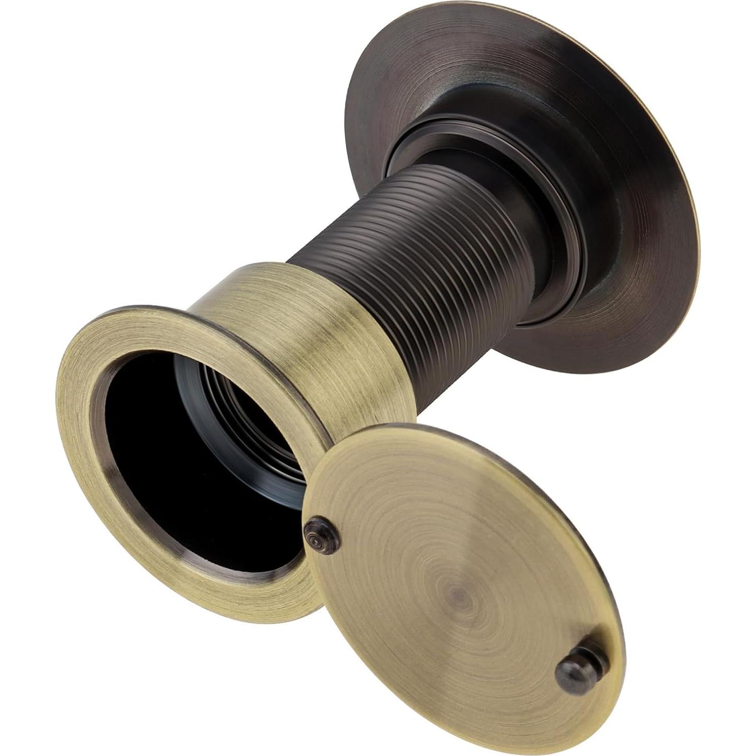 Mirilla de Puerta de Latón Sólido 220° con Cubierta Privacidad