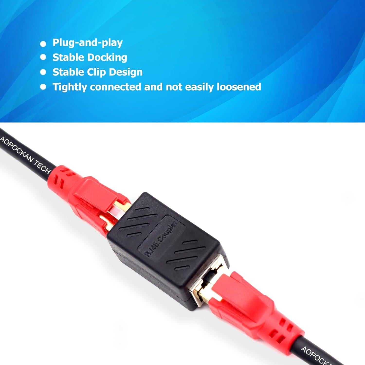 Acoplador RJ45 AOPOCKAN TECH Cat6 Femenino a Femenino - Paquete de 3