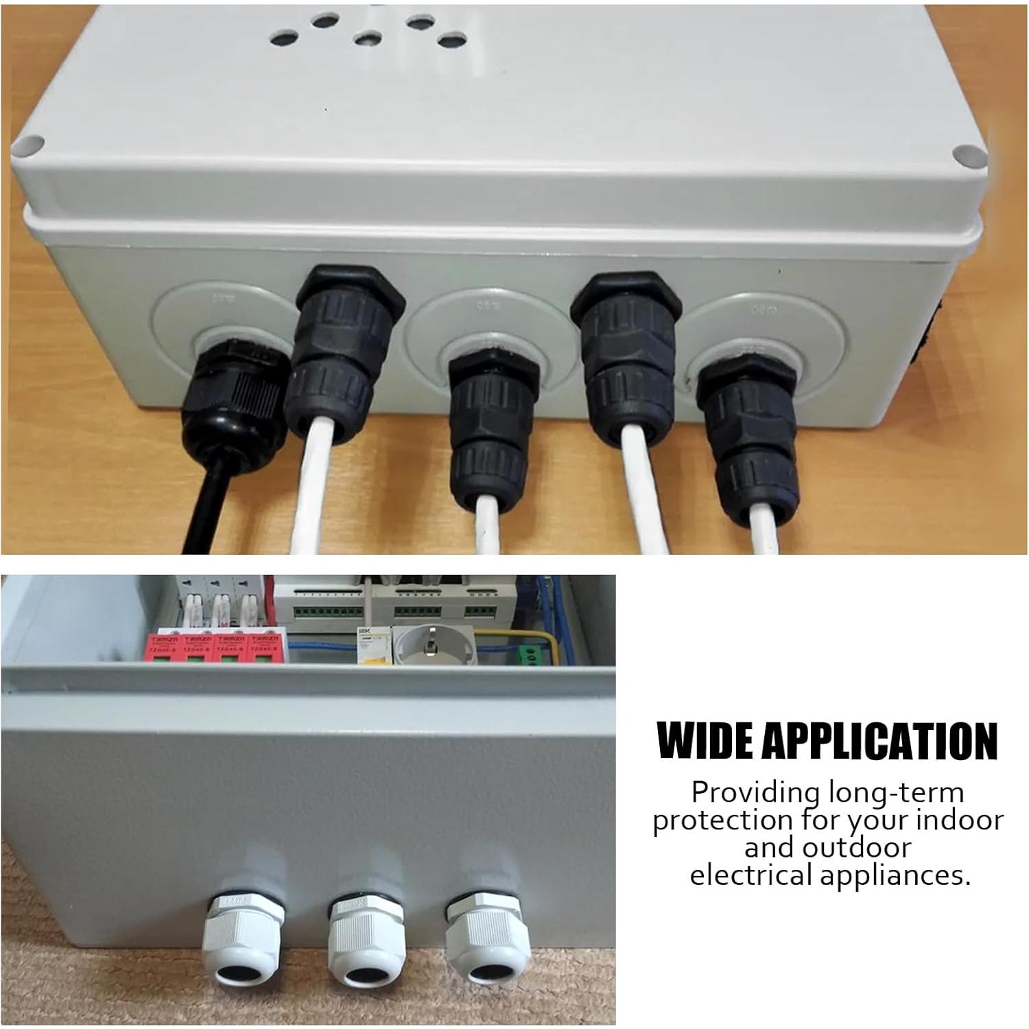 2 Pcs Conectores de Cable Gland Ajustables Nylon IP68 Negro