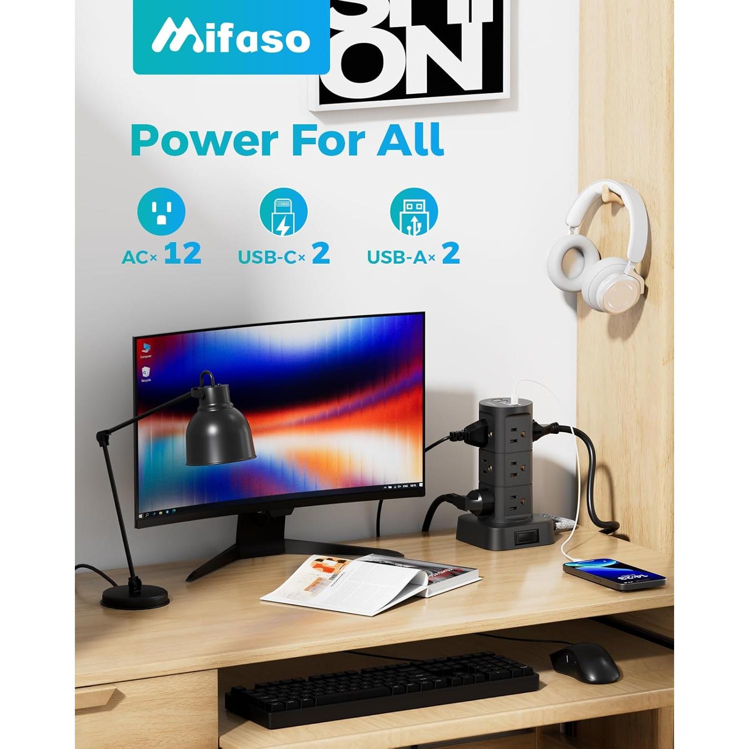 Torre Protector de Sobretensión MIFASOPOWER 12 Salidas 4 USB