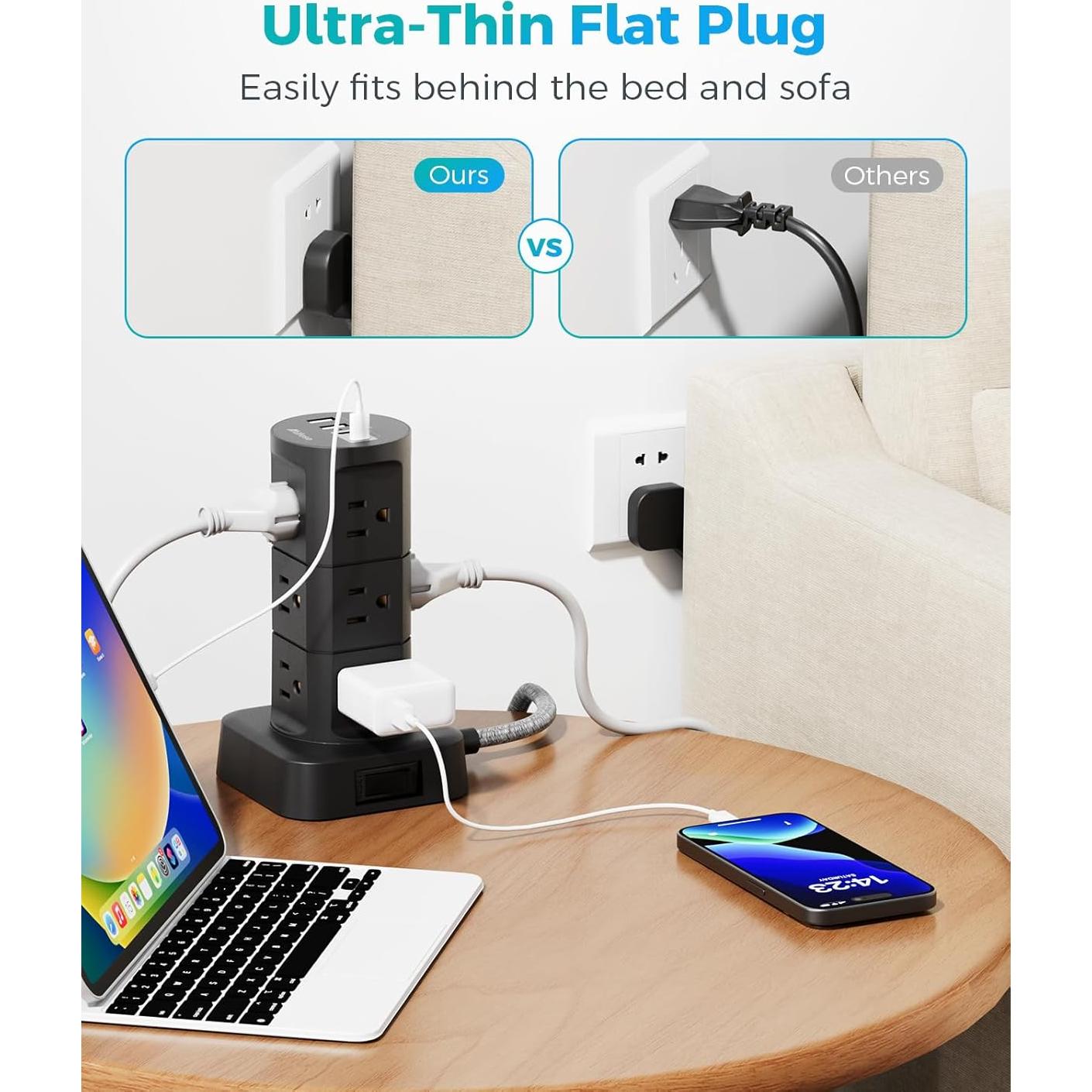 Torre Protector de Sobretensión MIFASOPOWER 12 Salidas 4 USB