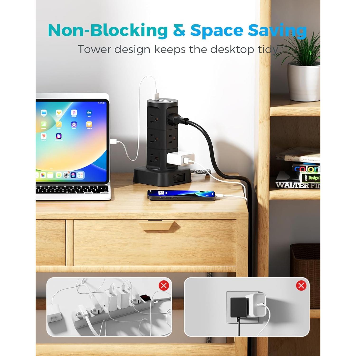 Torre Protector de Sobretensión MIFASOPOWER 12 Salidas 4 USB