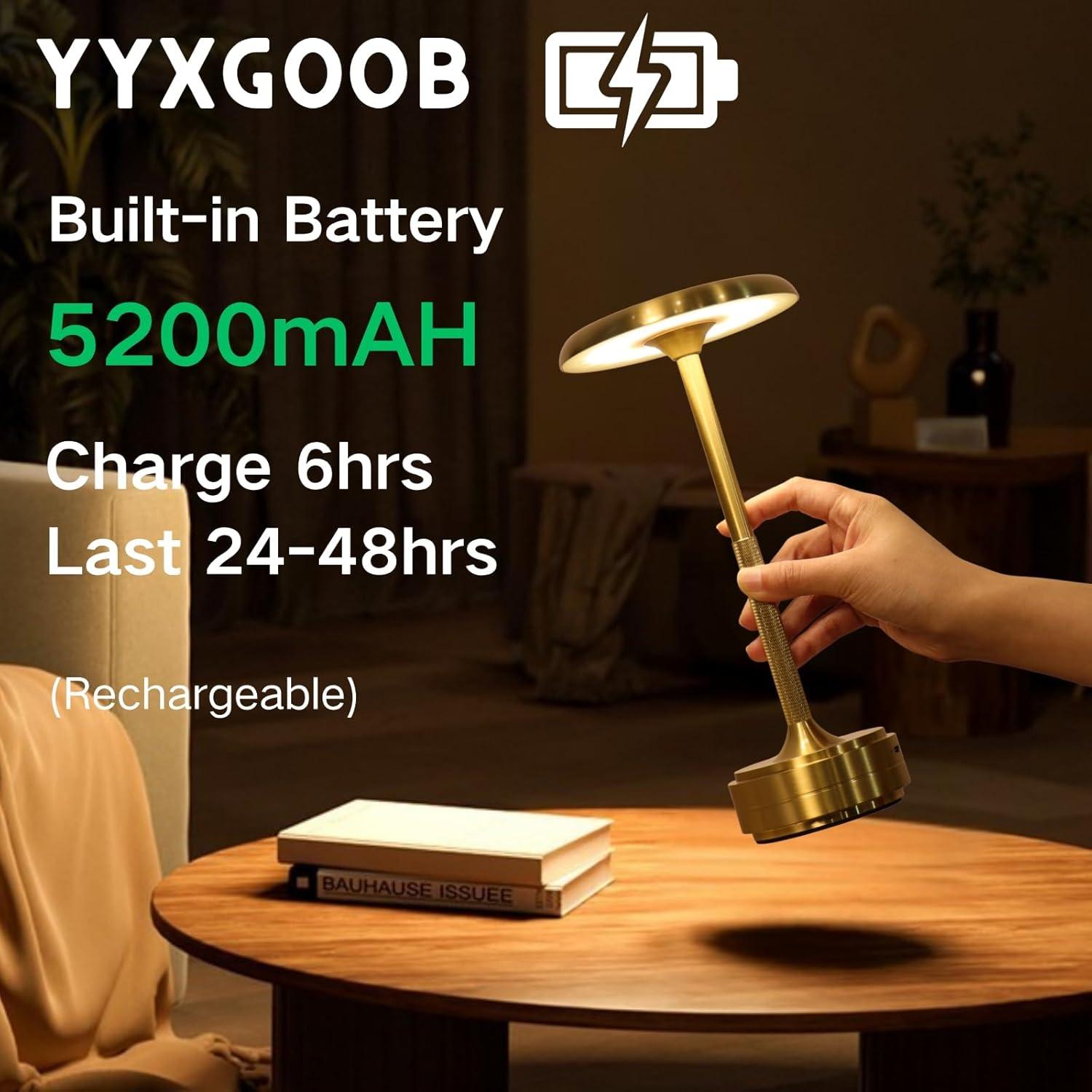 Lámpara de Mesa LED Recargable YYXGOOB Dorada 5200mAh