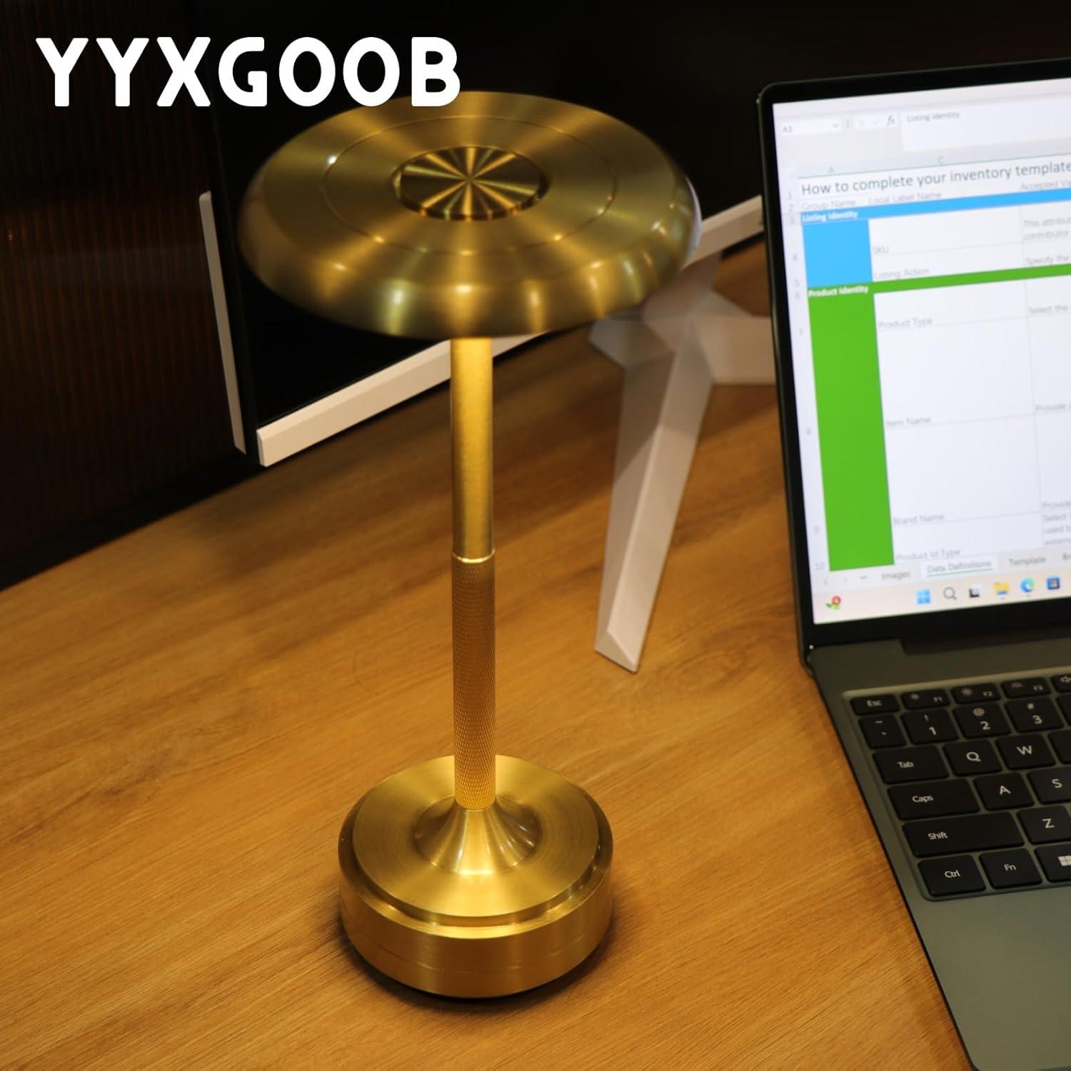 Lámpara de Mesa LED Recargable YYXGOOB Dorada 5200mAh