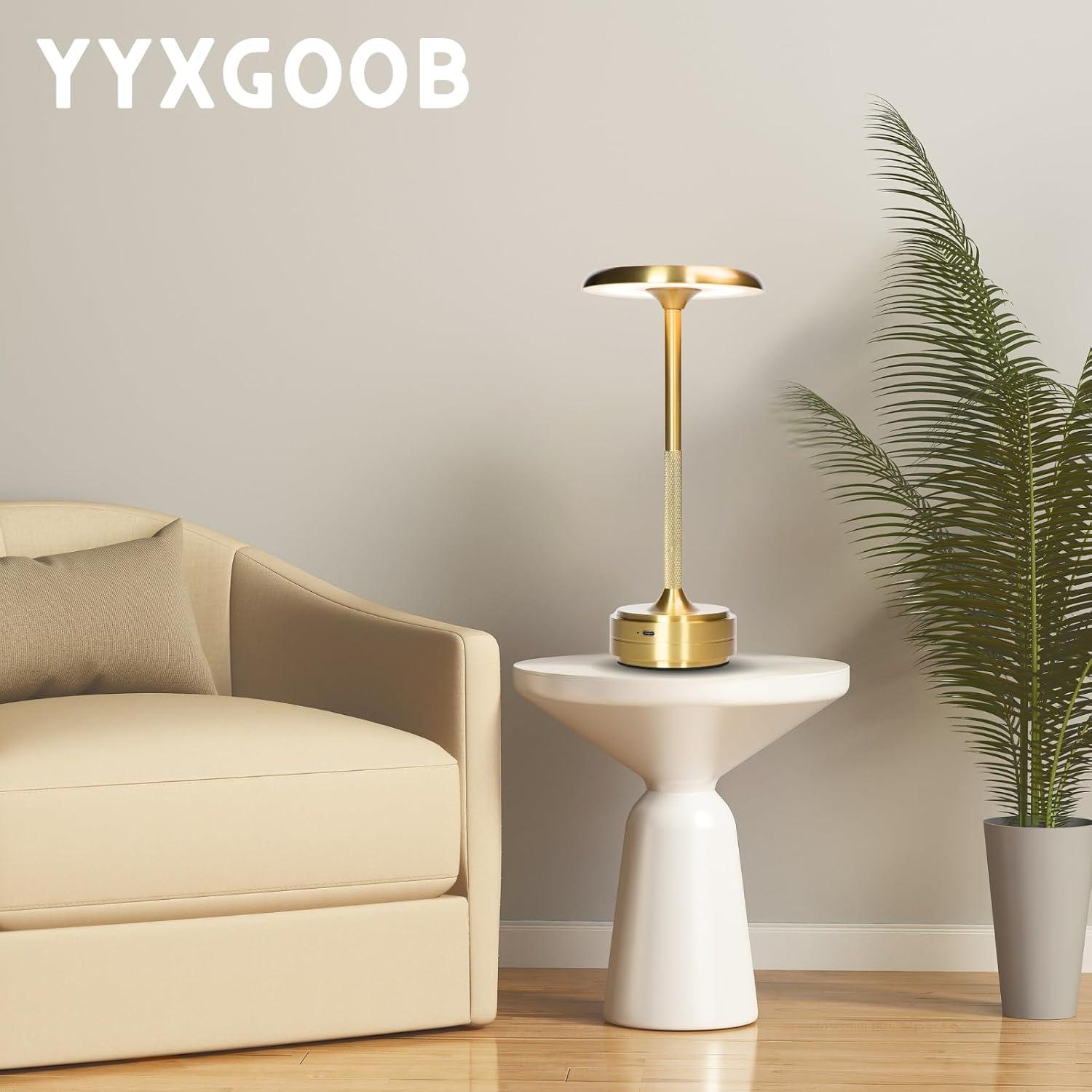 Lámpara de Mesa LED Recargable YYXGOOB Dorada 5200mAh