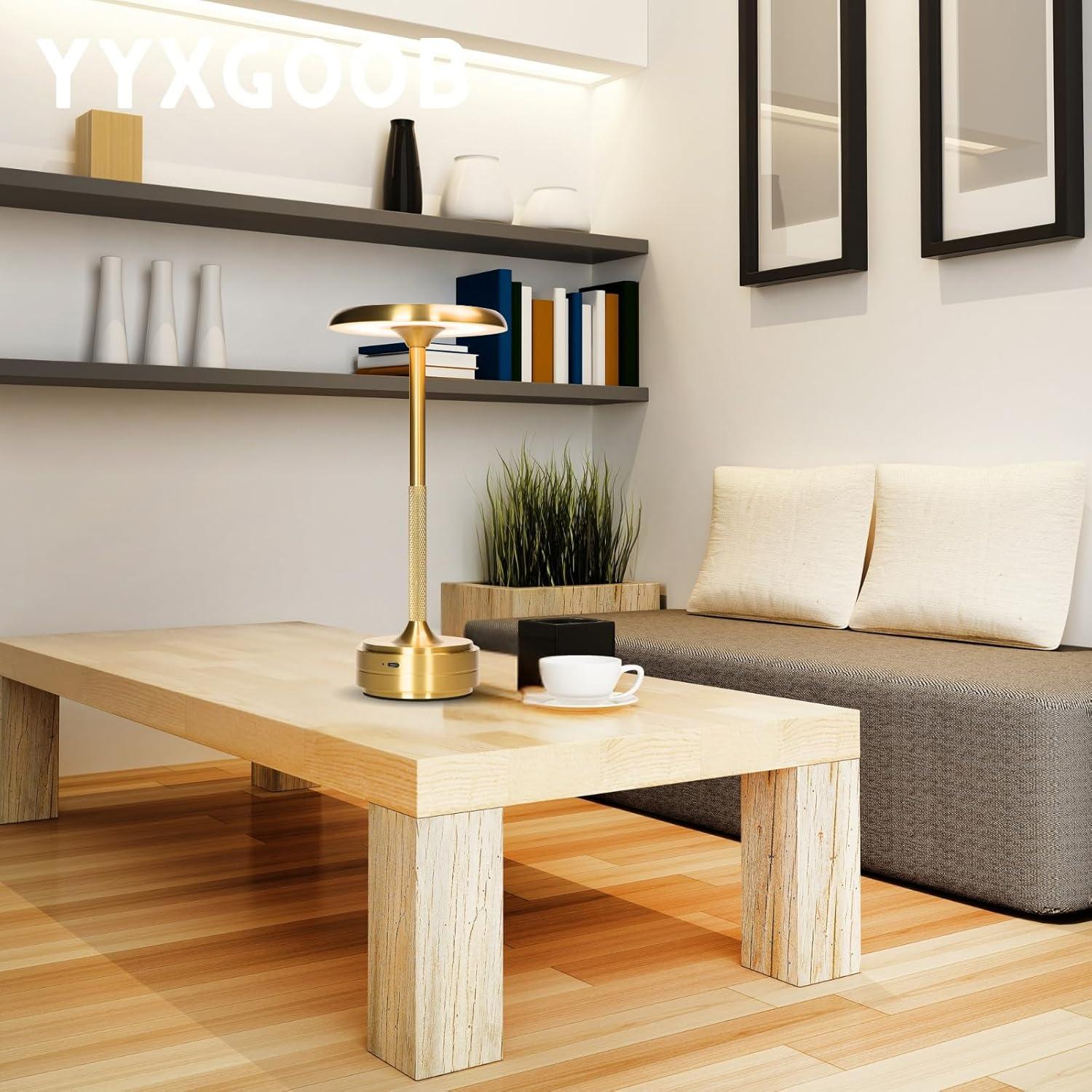 Lámpara de Mesa LED Recargable YYXGOOB Dorada 5200mAh