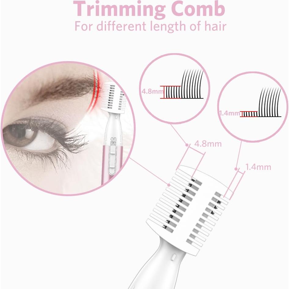 Recortador de Cejas Funstant Rosa Coral, Afeitadora Eléctrica Indolora
