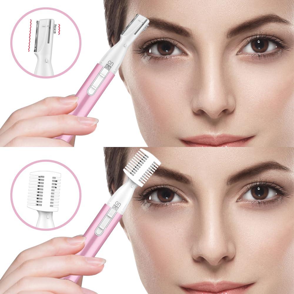 Recortador de Cejas Funstant Rosa Coral, Afeitadora Eléctrica Indolora