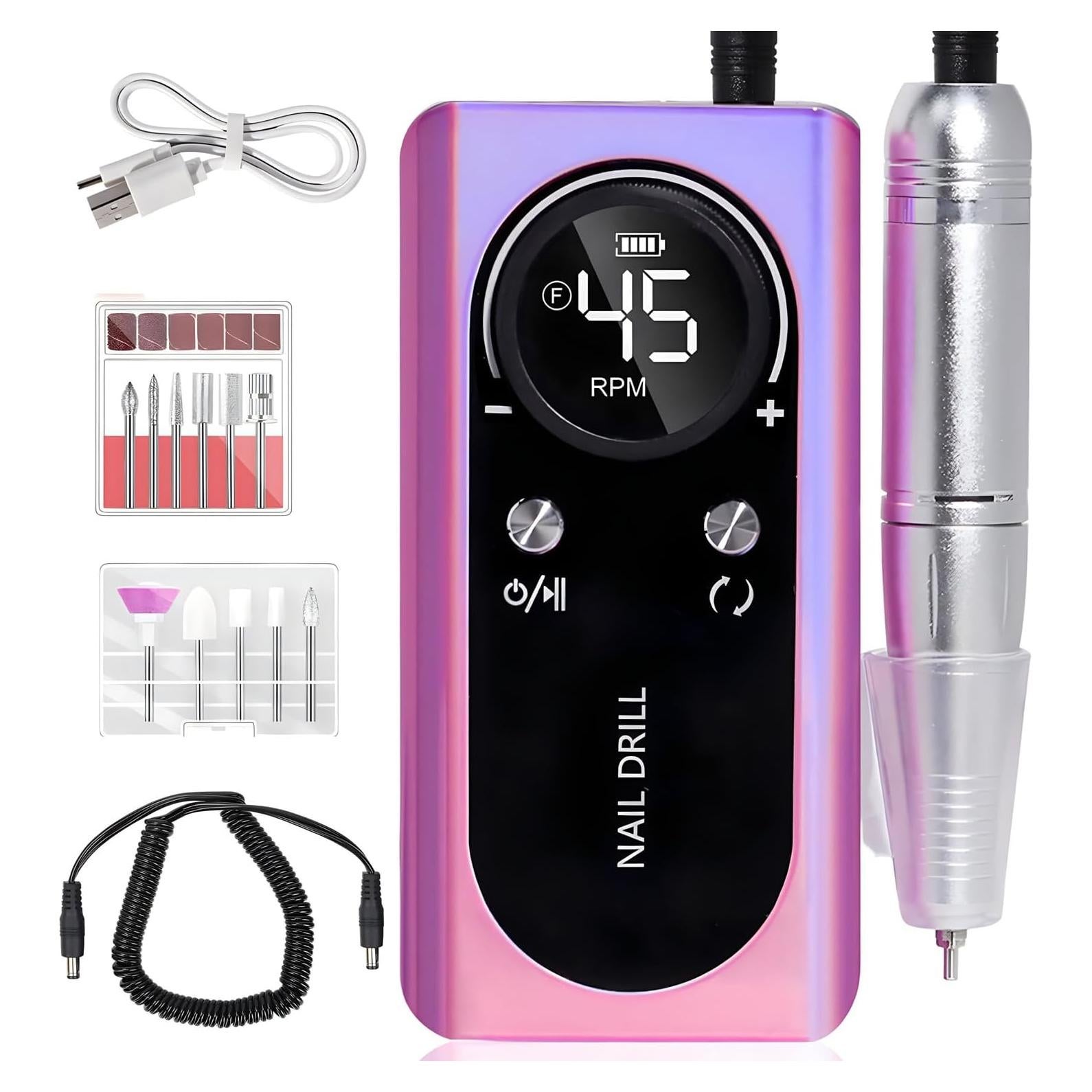 Taladro de Uñas Eléctrico Dazzle 45000RPM Recargable Portátil