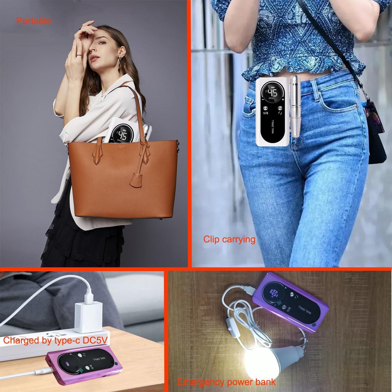 Taladro de Uñas Eléctrico Dazzle 45000RPM Recargable Portátil