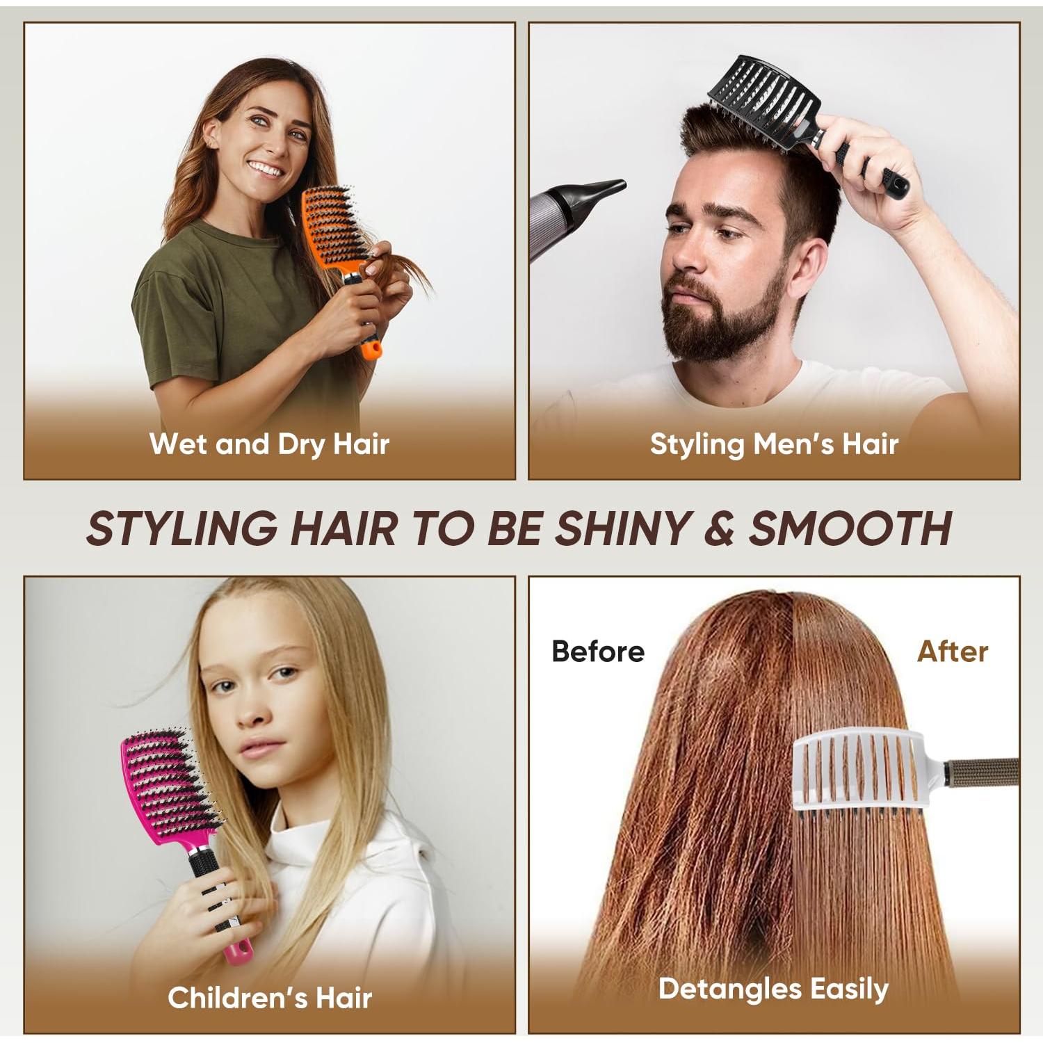 Juego de Cepillos Desenredantes Kertiberif - Cerdas de Jabalí