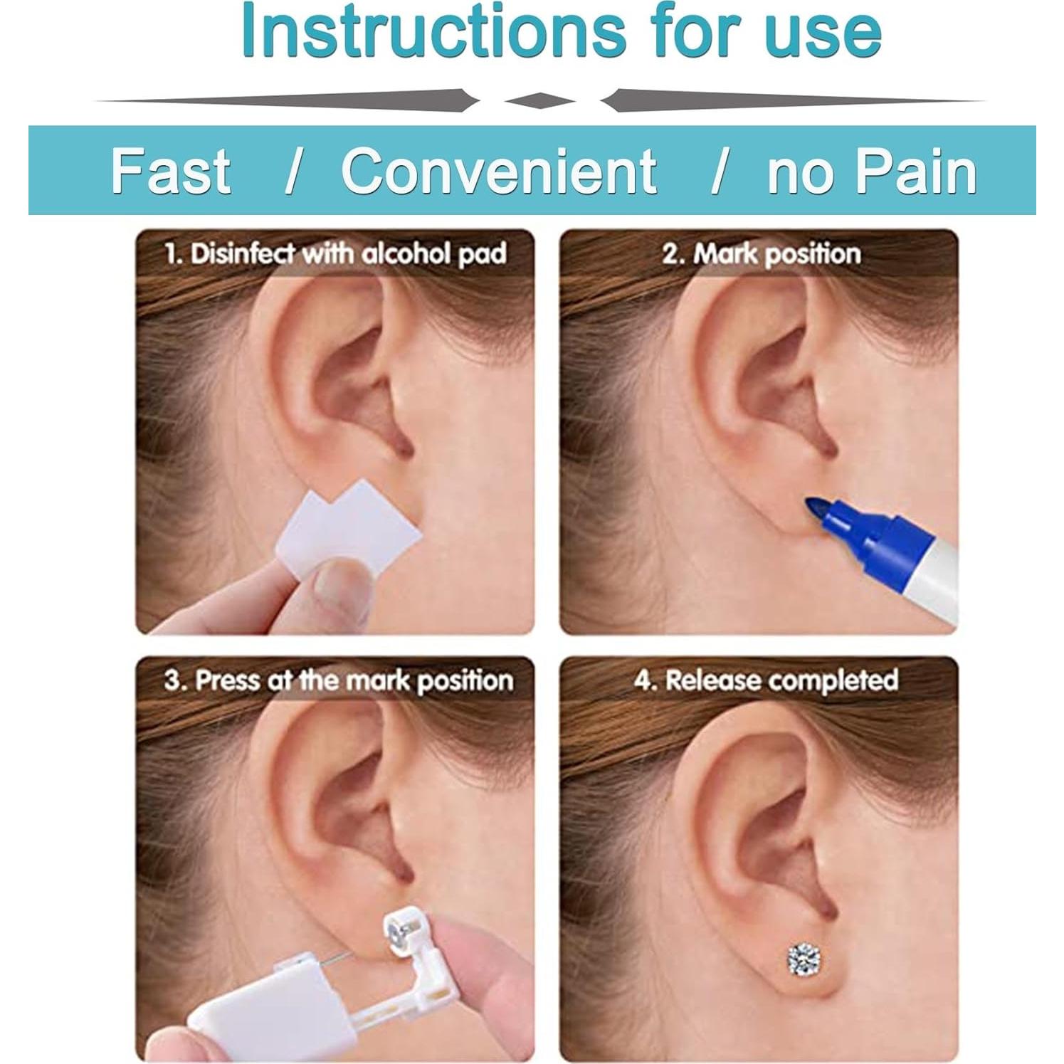 Kit de Perforación de Orejas QWALIT Dorado - 2 Pares + Accesorios