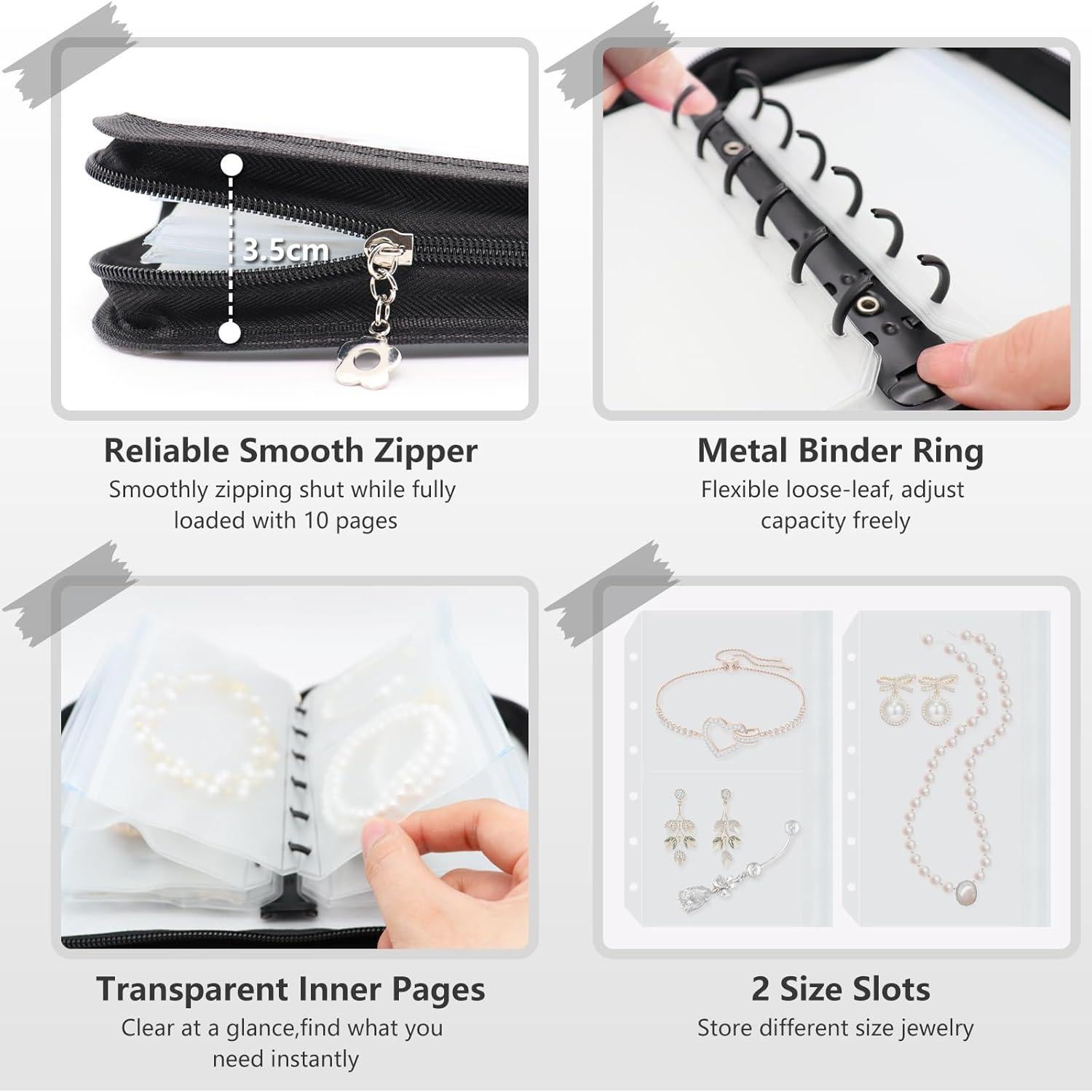 Organizador de Joyería de Viaje Frutain Negro 10 Compartimentos