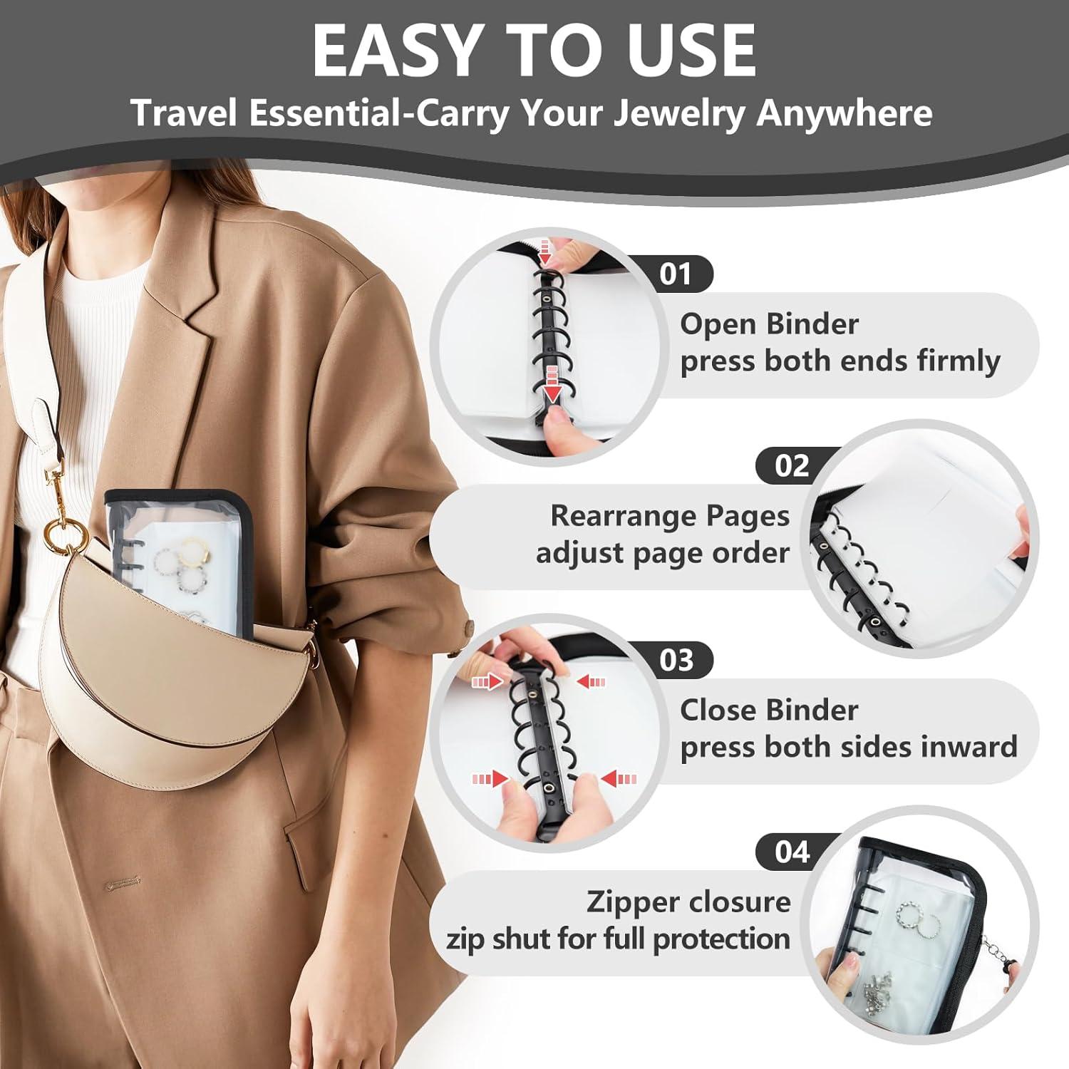 Organizador de Joyería de Viaje Frutain Negro 10 Compartimentos