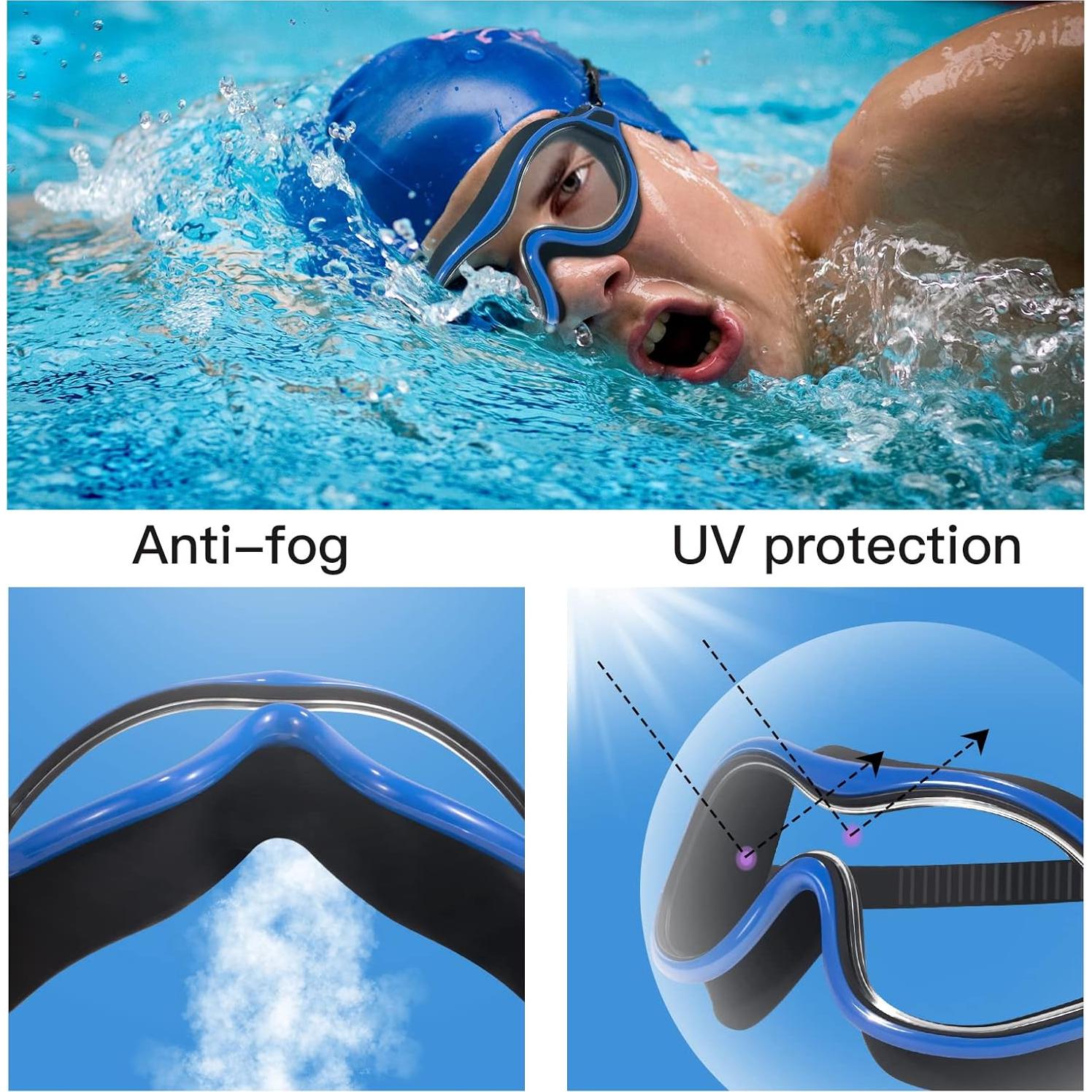 Gafas de Natación Keary 2 Pack Adultos Antivaho UV Sin Fugas
