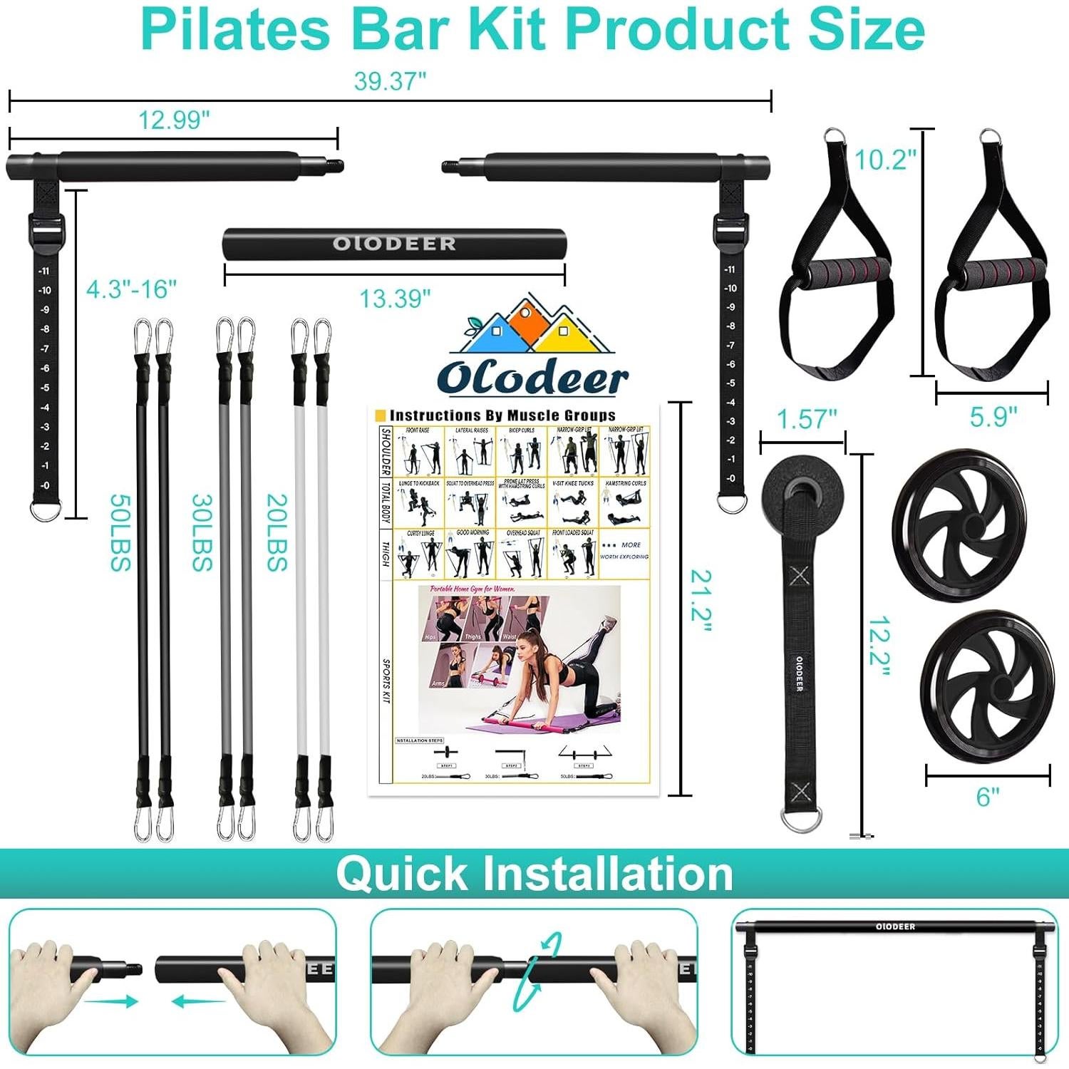 Kit de Barra de Pilates Olodeer con Bandas de Resistencia