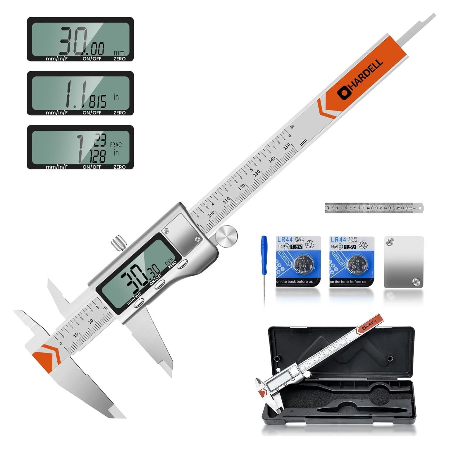 Calibrador Digital HARDELL 15 cm Acero Inoxidable Pantalla LCD