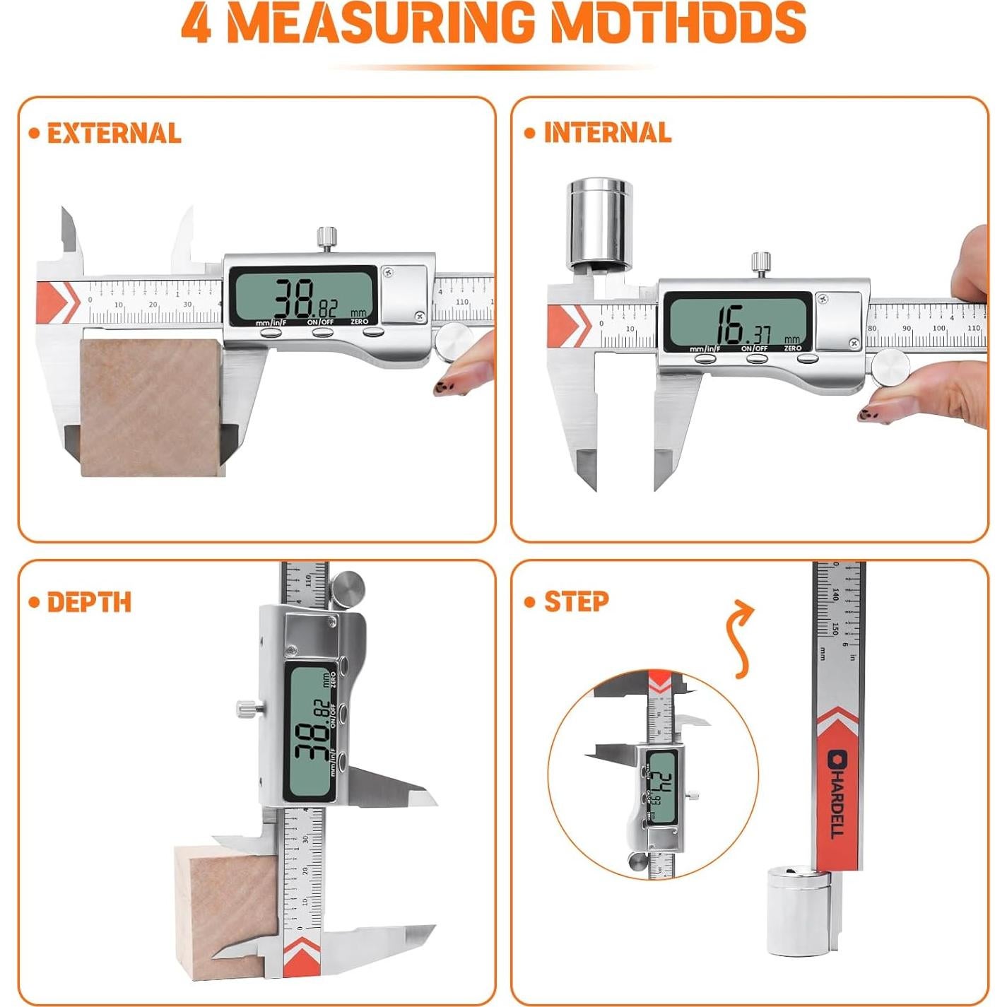 Calibrador Digital HARDELL 15 cm Acero Inoxidable Pantalla LCD
