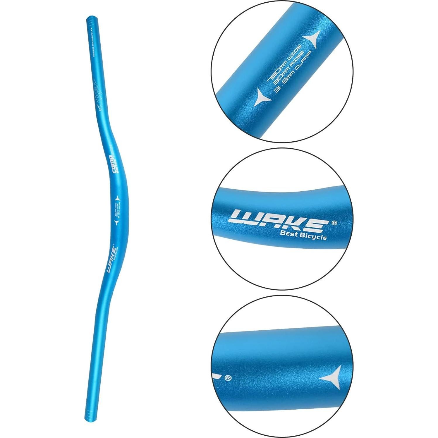 Manillar Elevado MTB Wake 720mm Aluminio Azul Ergonomico