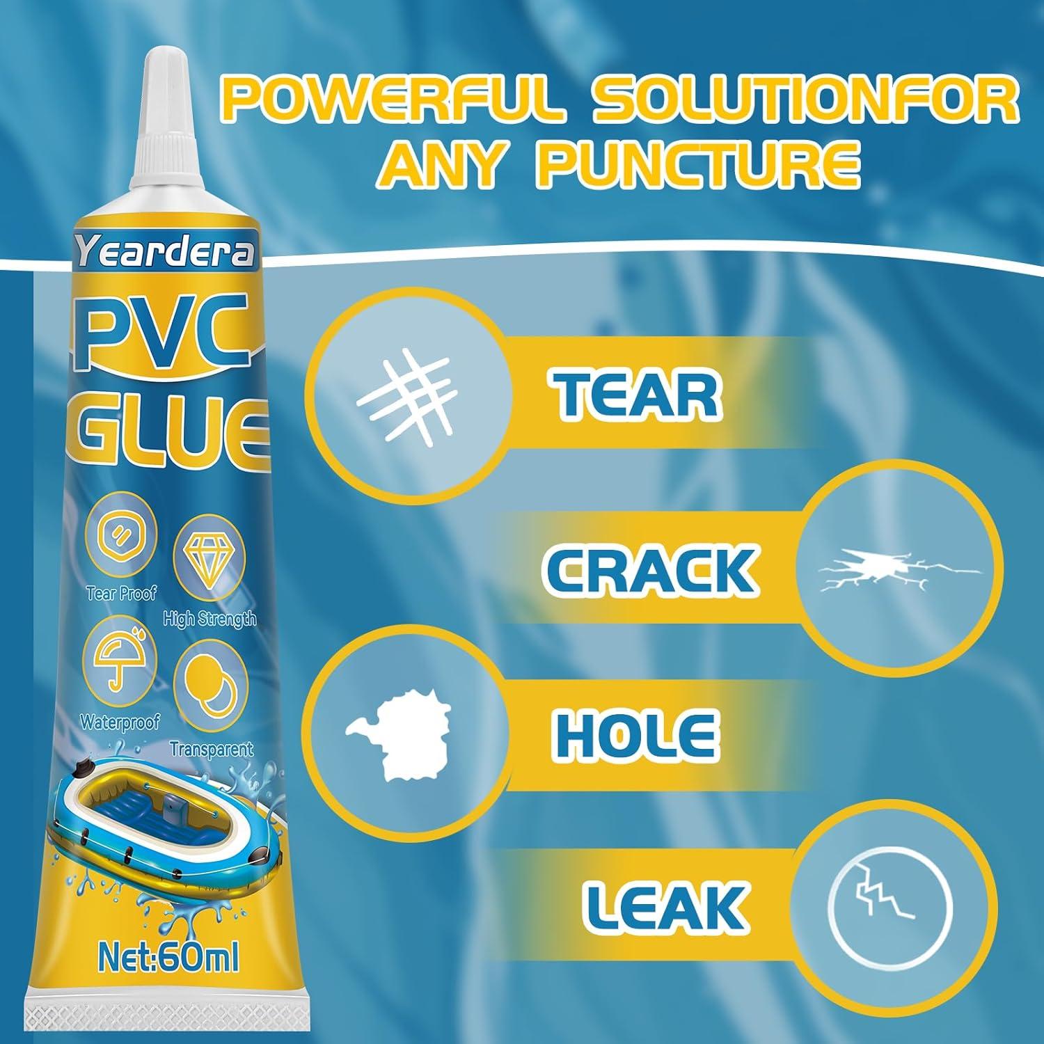 Kit de Reparación de Piscina Yeardera con Pegamento PVC 90g