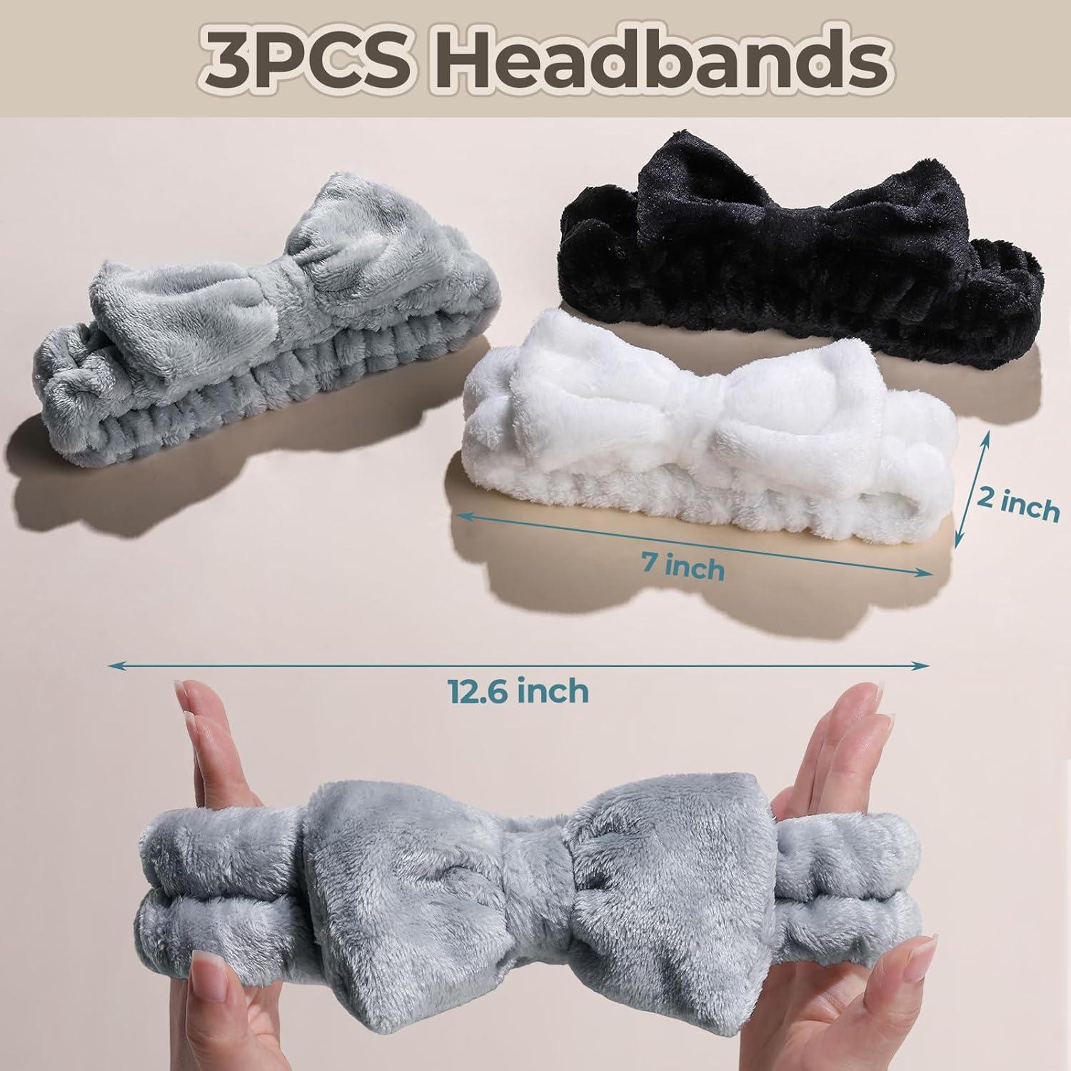 Banda para la cabeza Spa LEOBRO - 3 colores, microfibra, elástica