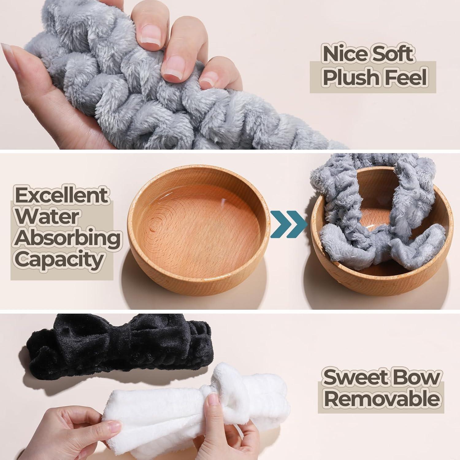 Banda para la cabeza Spa LEOBRO - 3 colores, microfibra, elástica