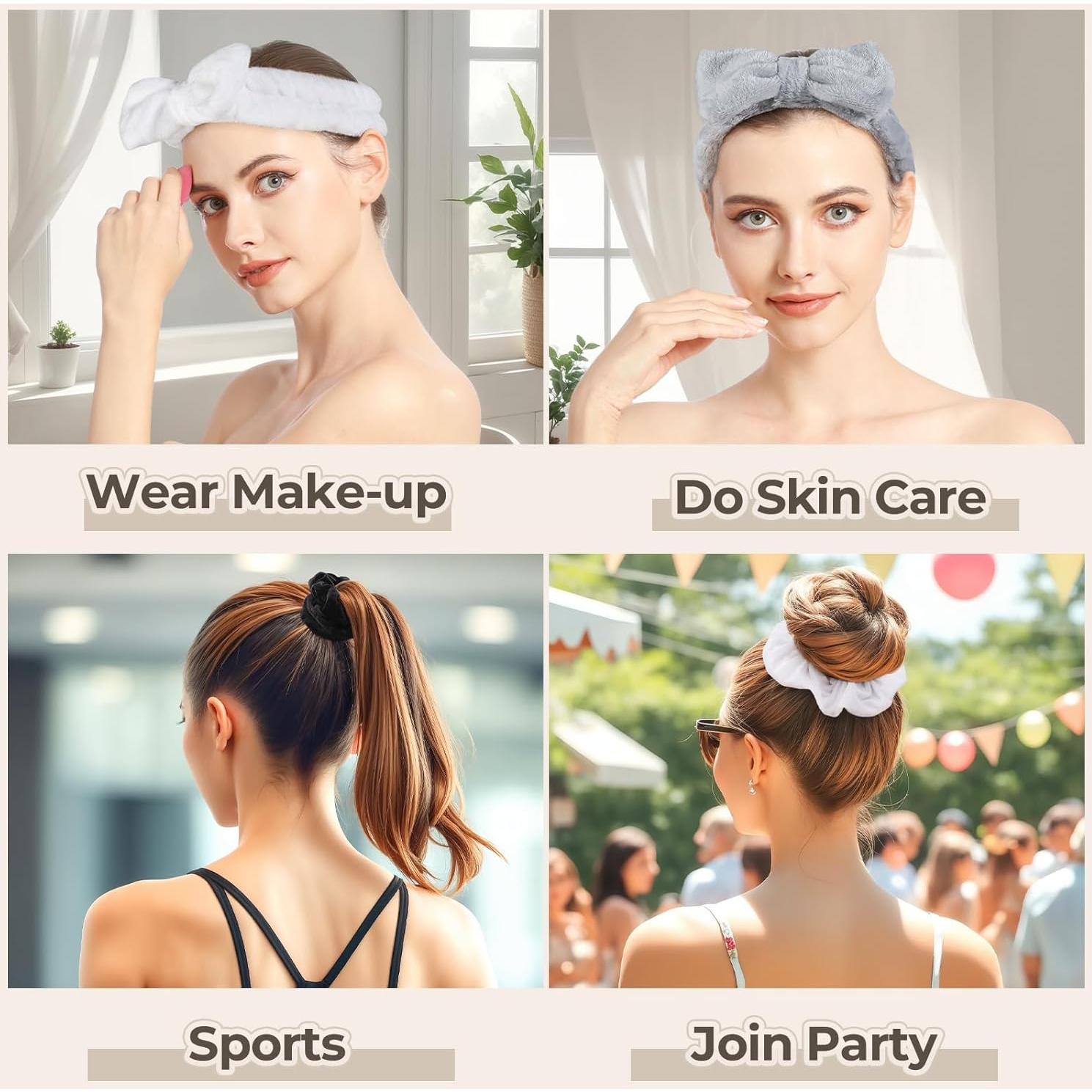 Banda para la cabeza Spa LEOBRO - 3 colores, microfibra, elástica